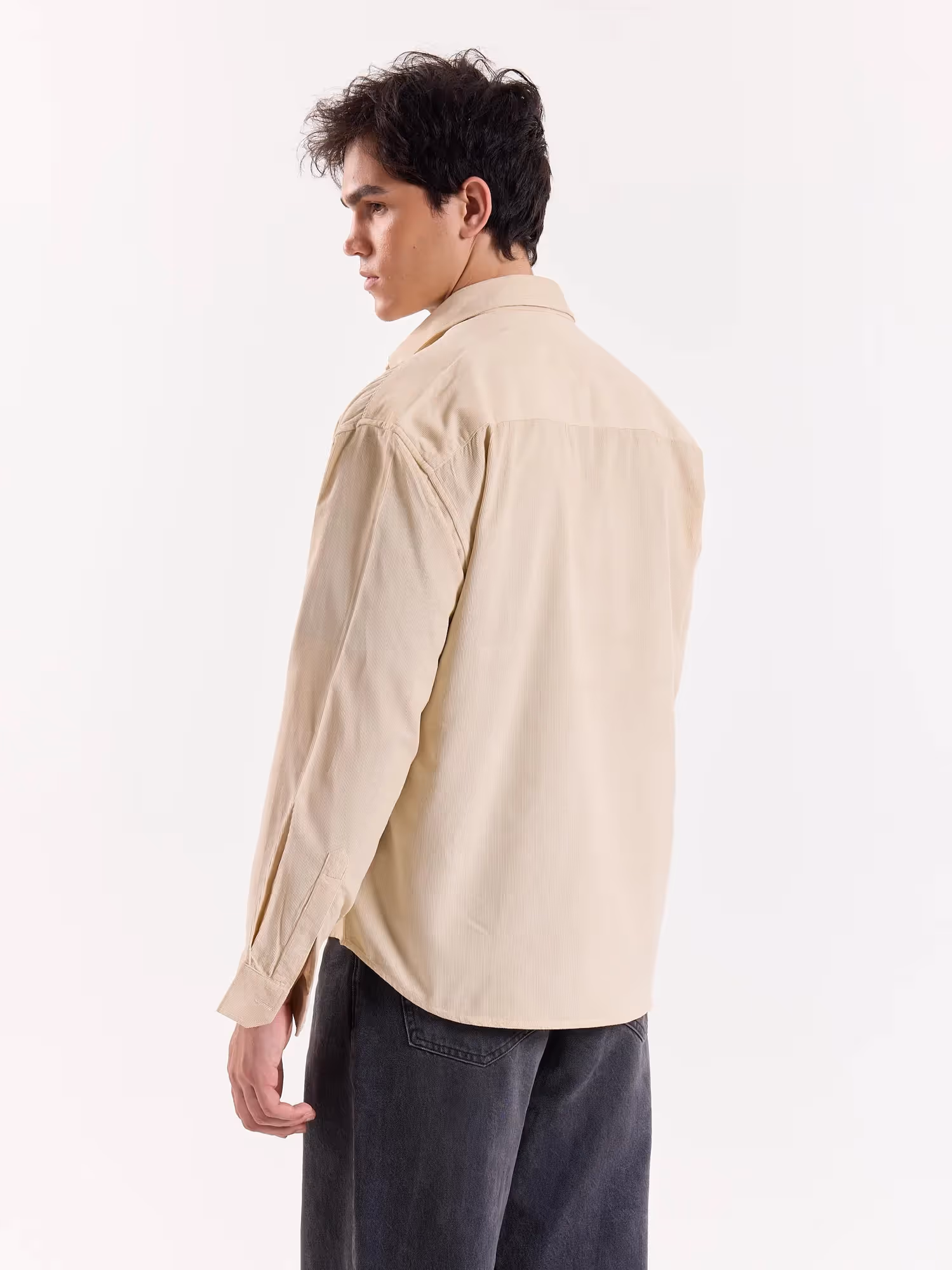 Light Beige Corduroy Oversized Shirt  image 5