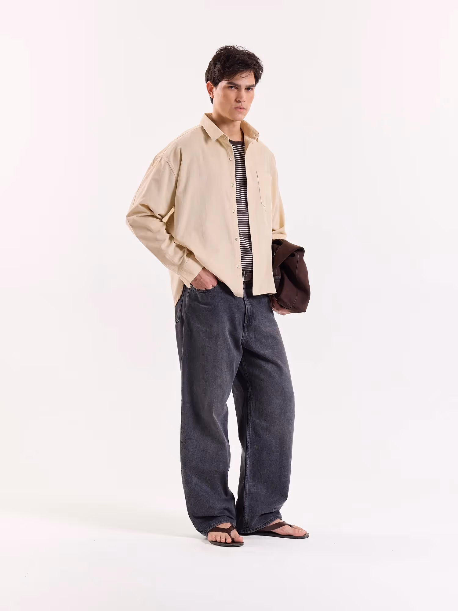 Light Beige Corduroy Oversized Shirt  image 6