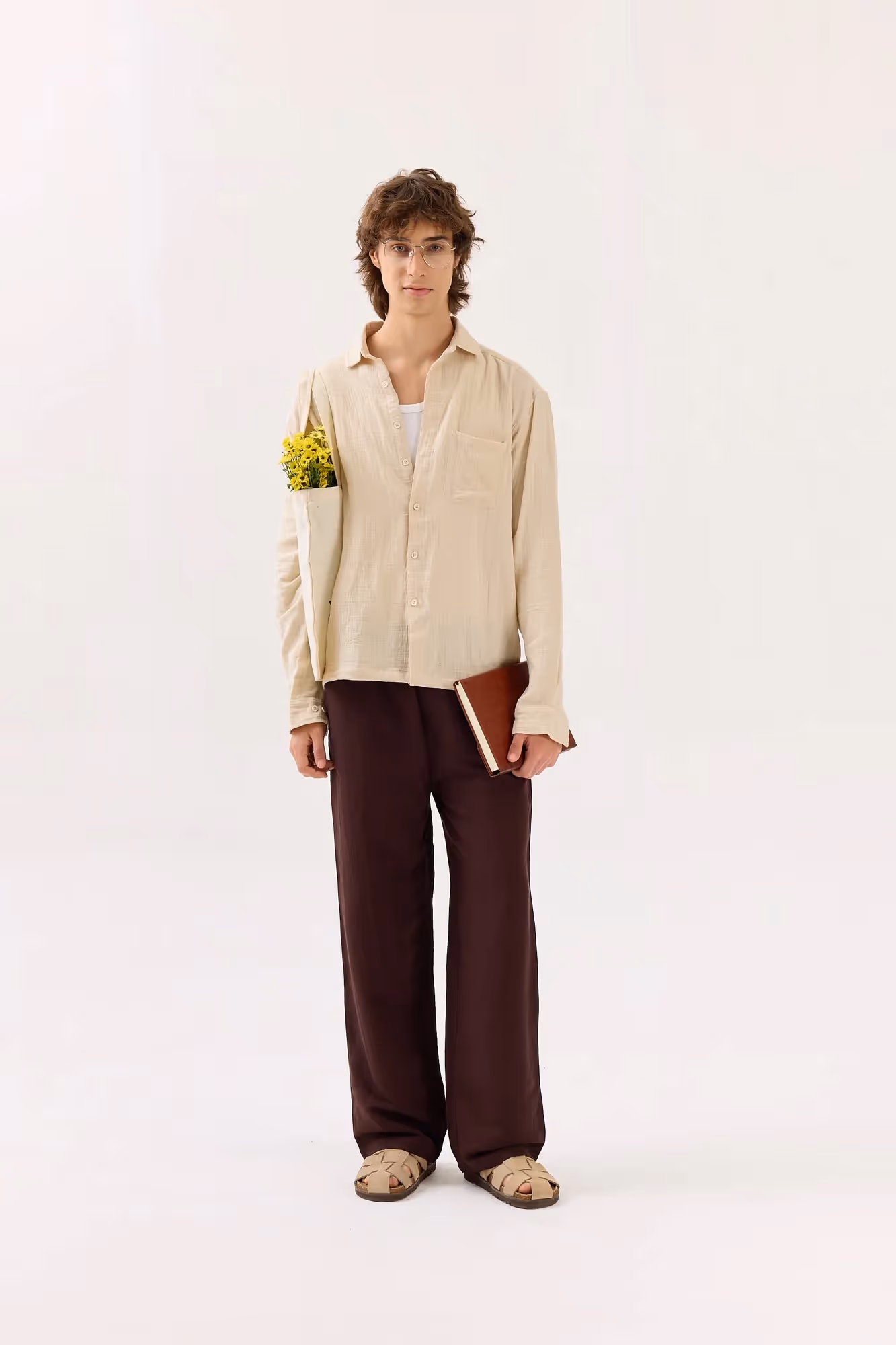 Light Beige Gauze Holiday Shirt  image 1