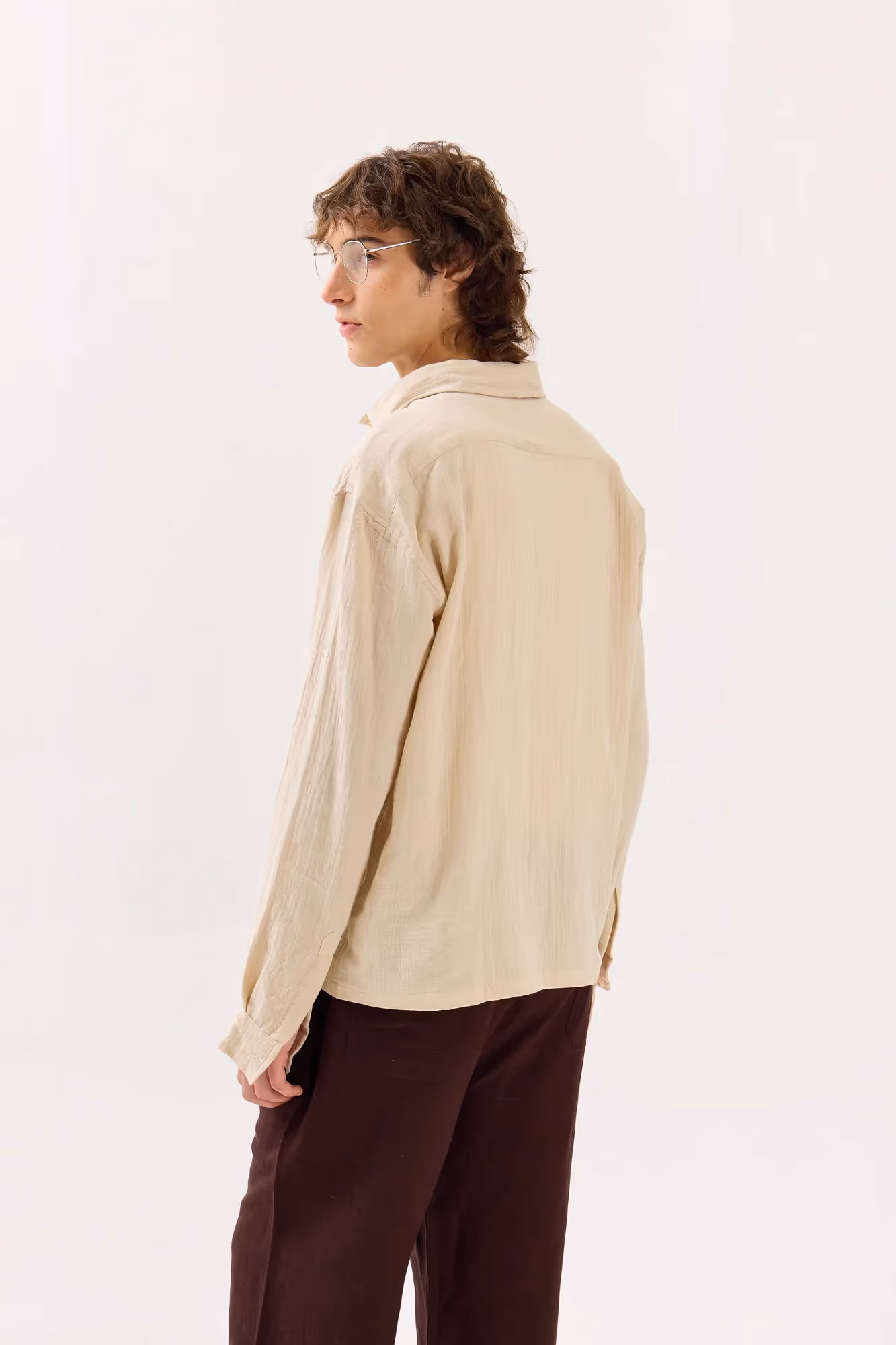 Light Beige Gauze Holiday Shirt  image 6