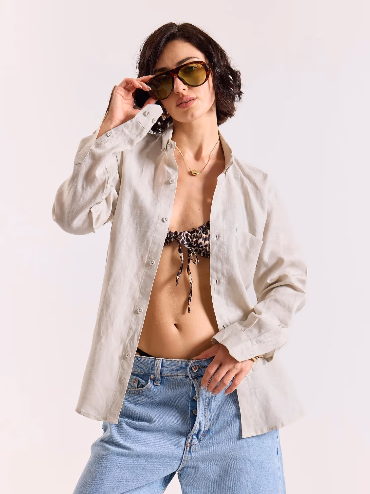 Light Beige Irish Linen Shirt image 4