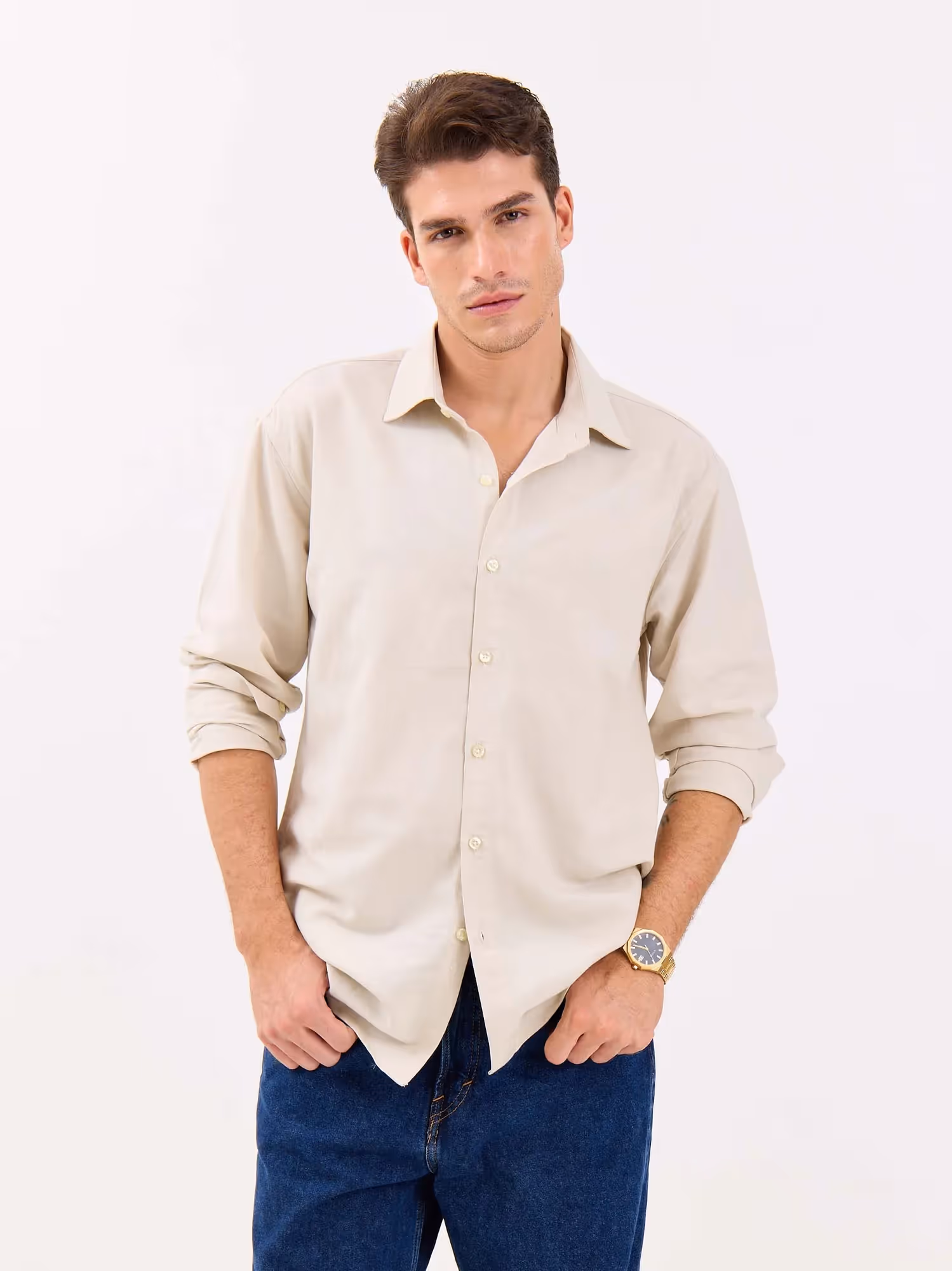 Light Beige Linen-blend Shirt  image 2