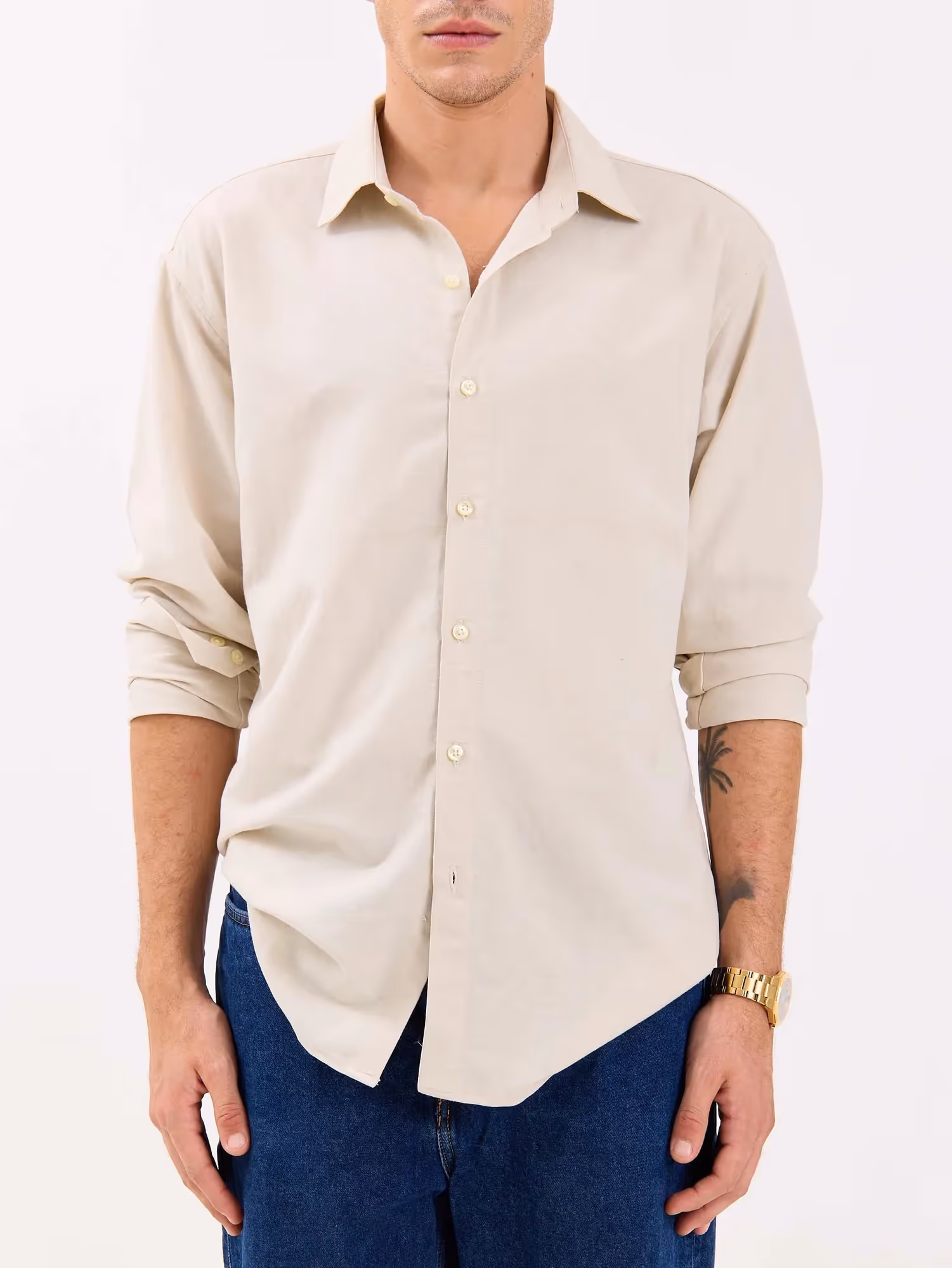 Light Beige Linen-blend Shirt  image 3