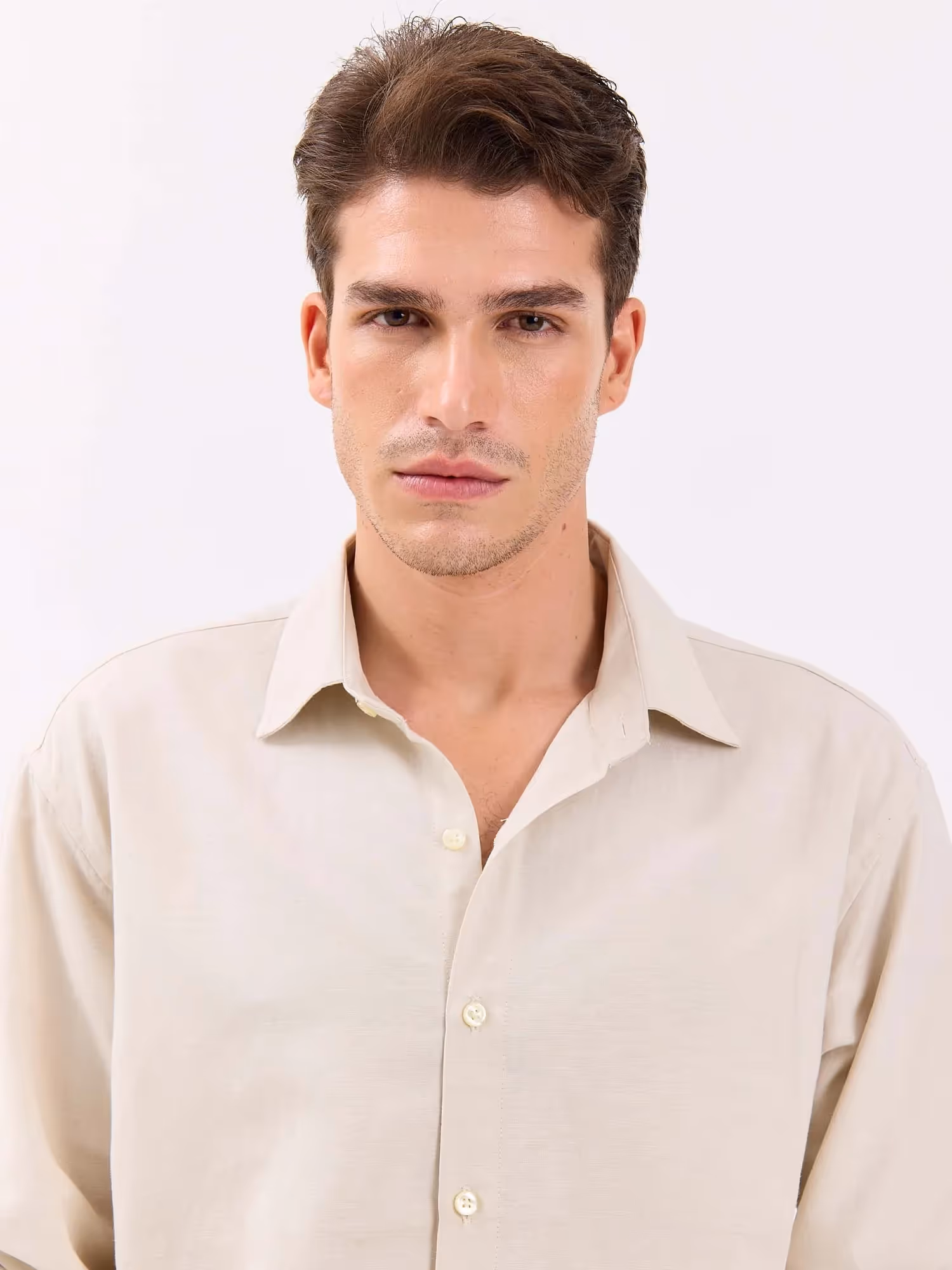 Light Beige Linen-blend Shirt  image 5