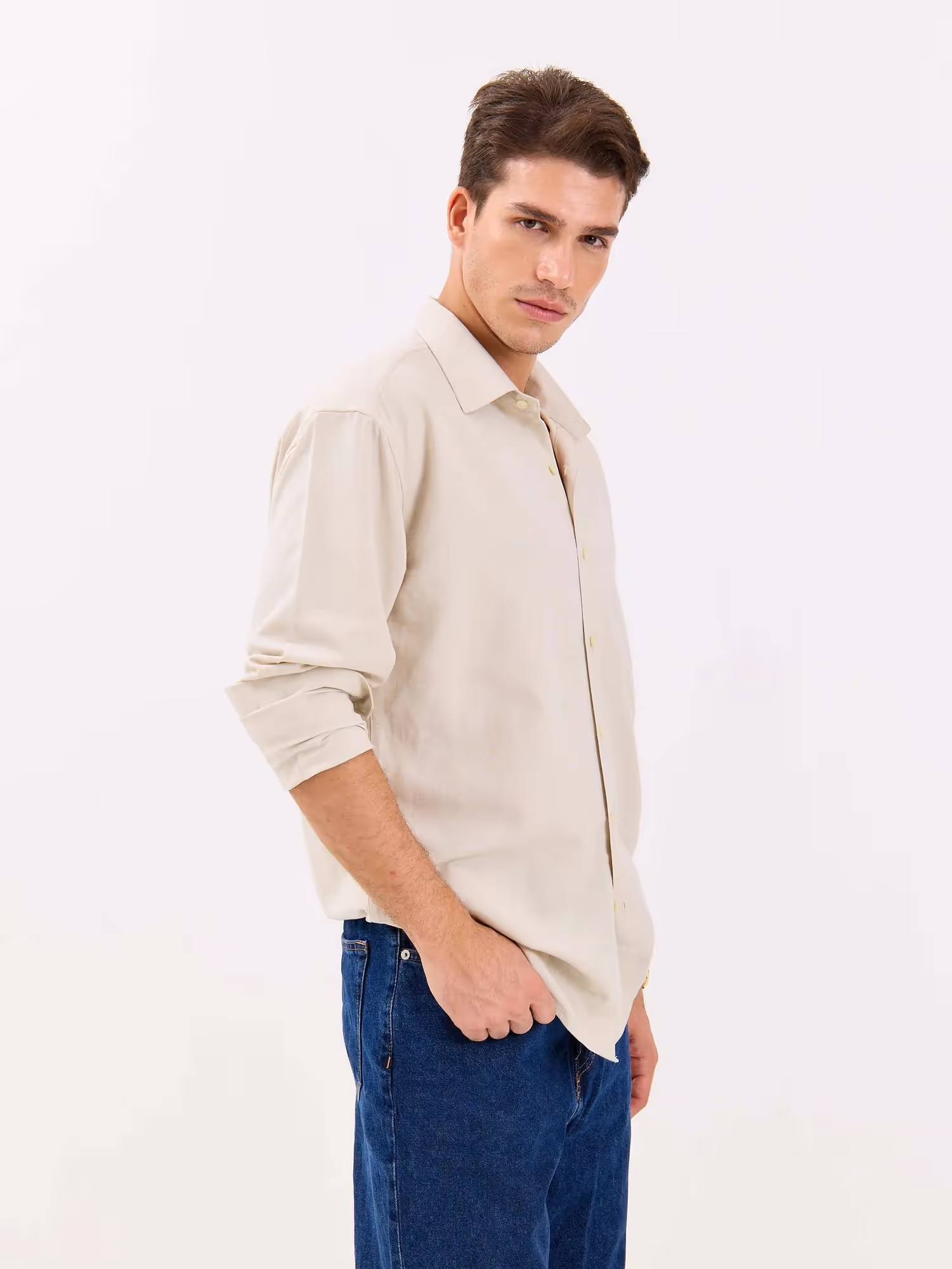 Light Beige Linen-blend Shirt  image 6