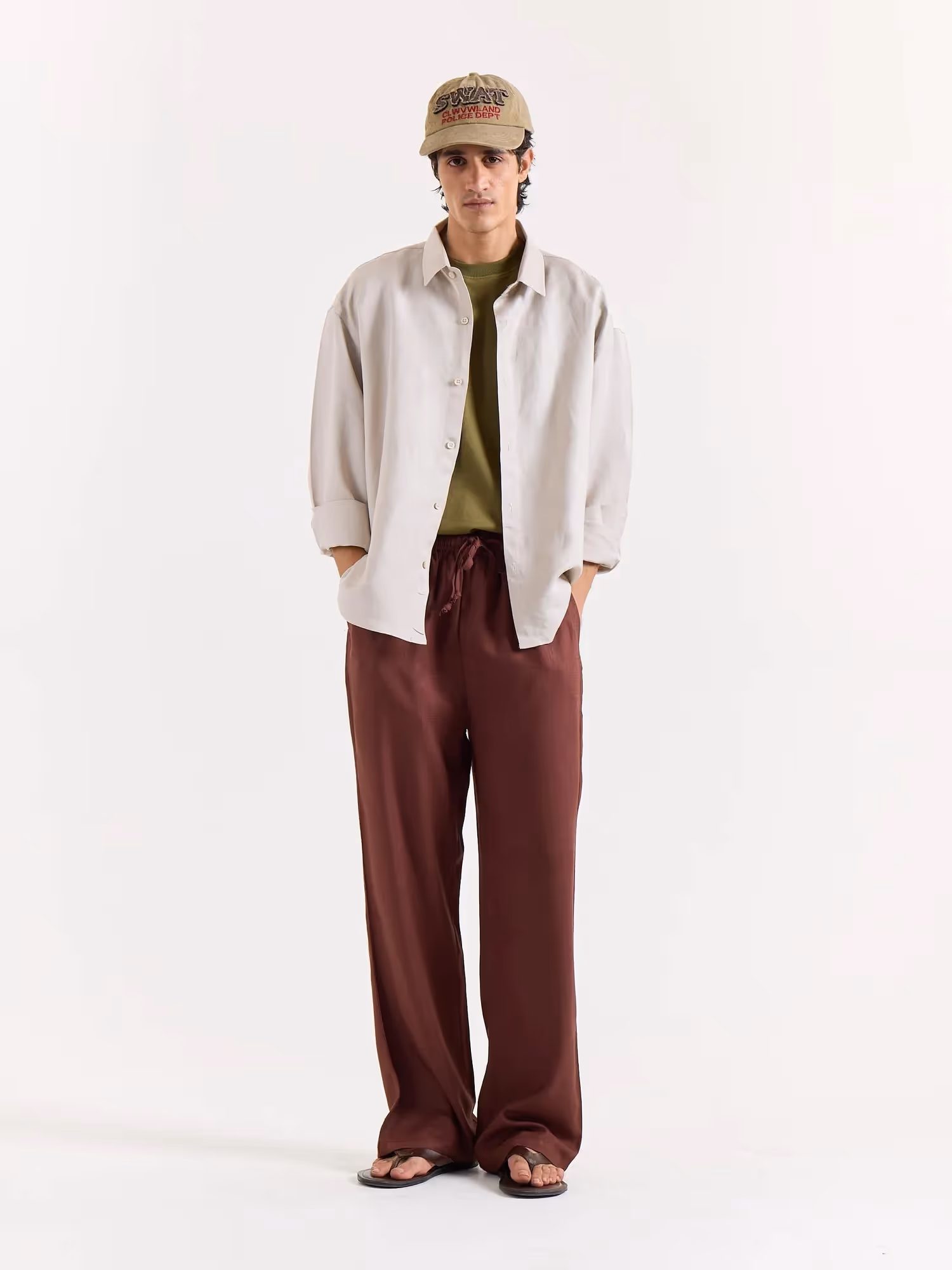 Light Beige Linen Cropped Shirt image 1