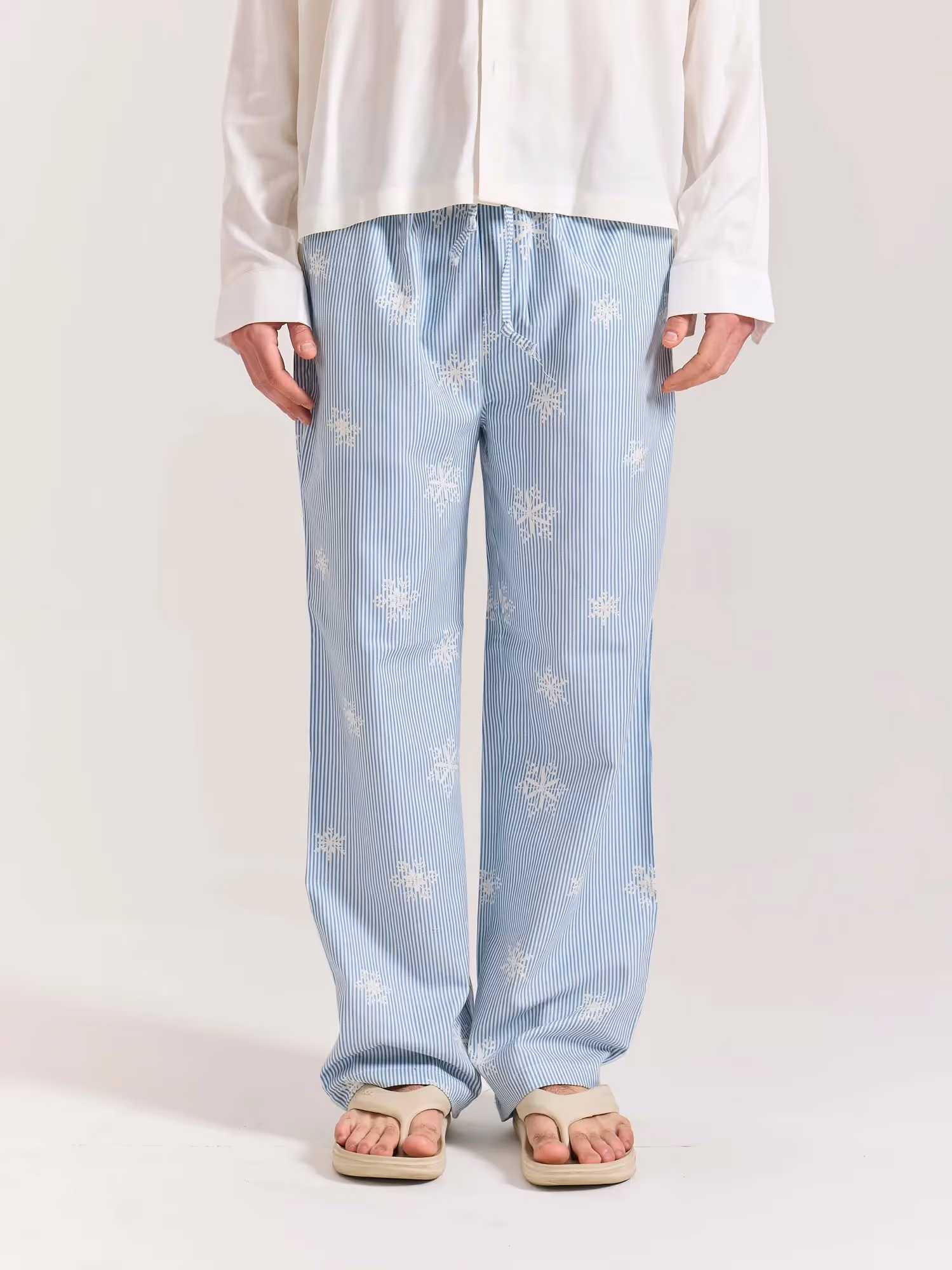 Light Blue Striped Snowflake Pull-on Pants  image 3