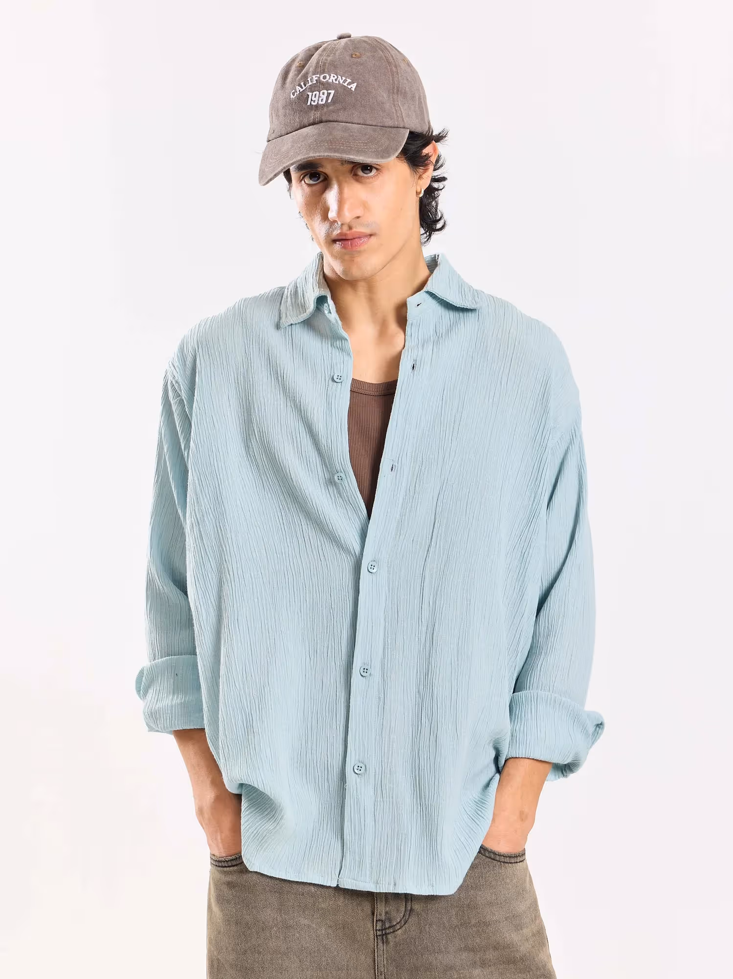 Light Blue Wrinkled Shirt image 2