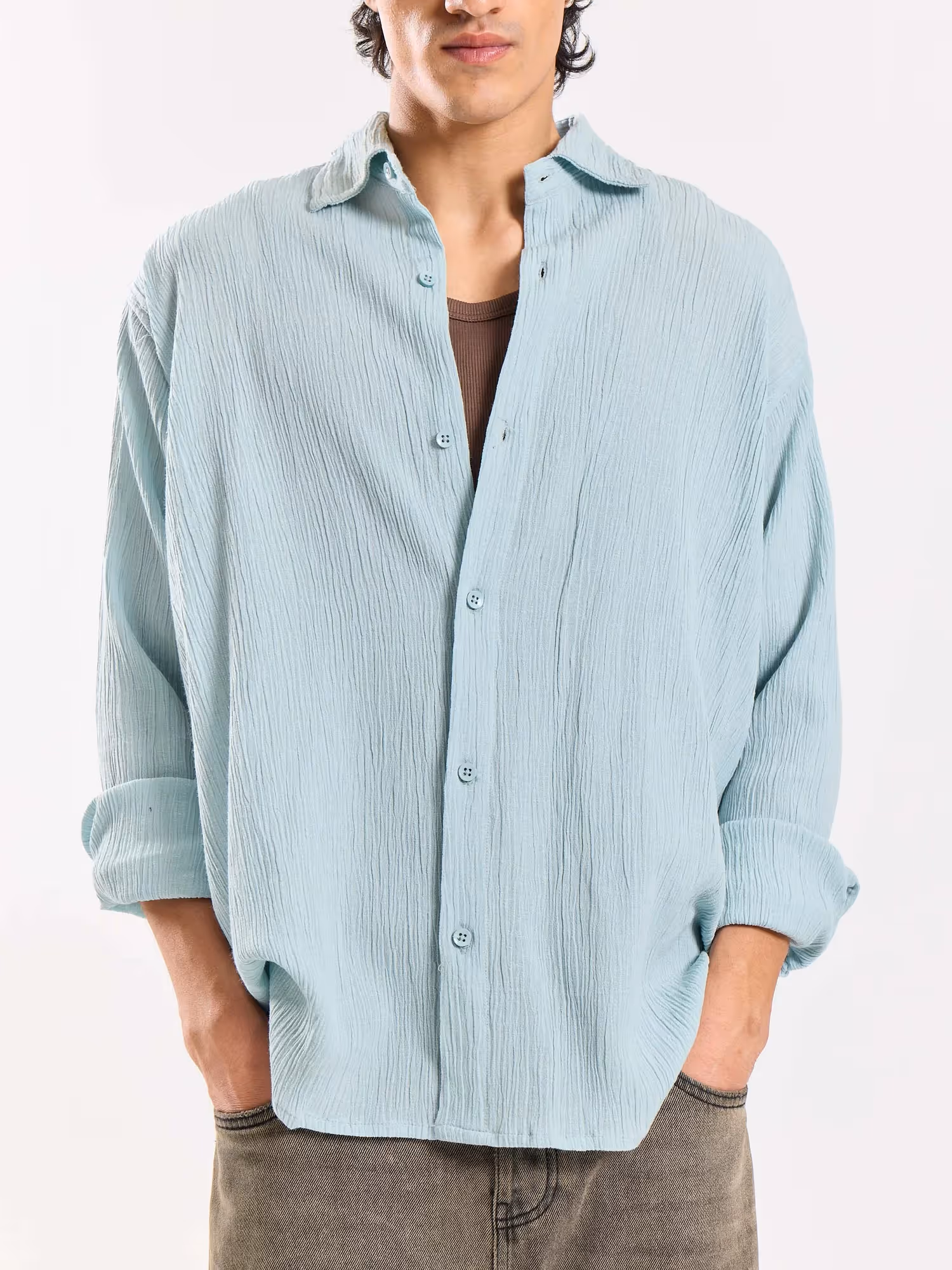 Light Blue Wrinkled Shirt image 6