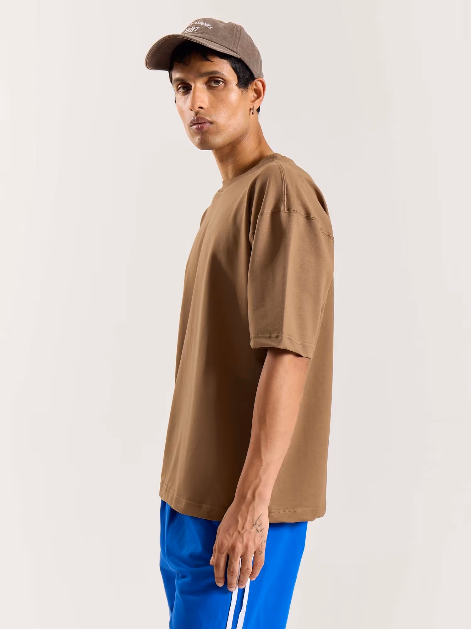 Light Brown Loose Fit Cropped T-Shirt image 5