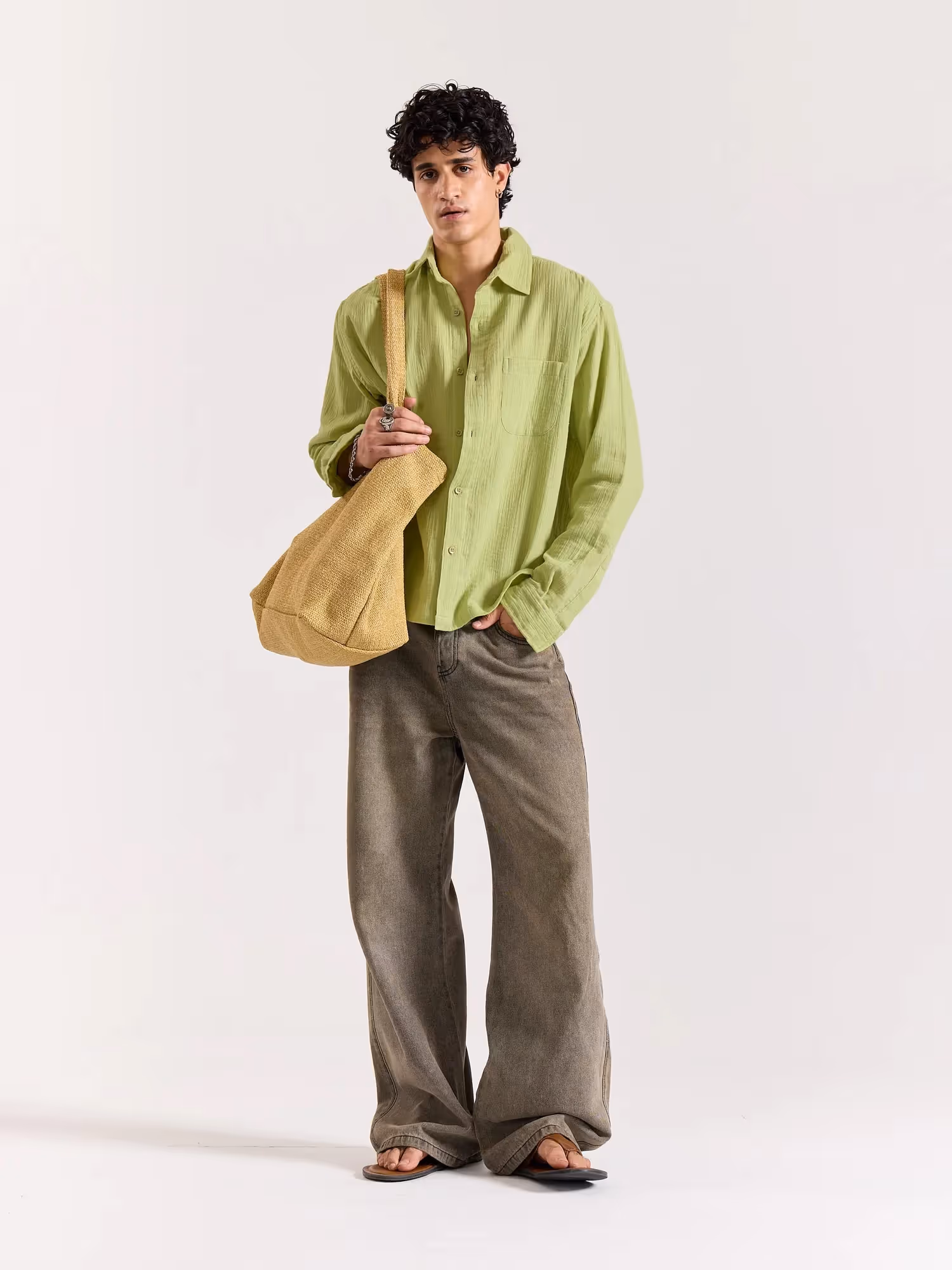 Light Green Gauze Holiday Shirt image 1