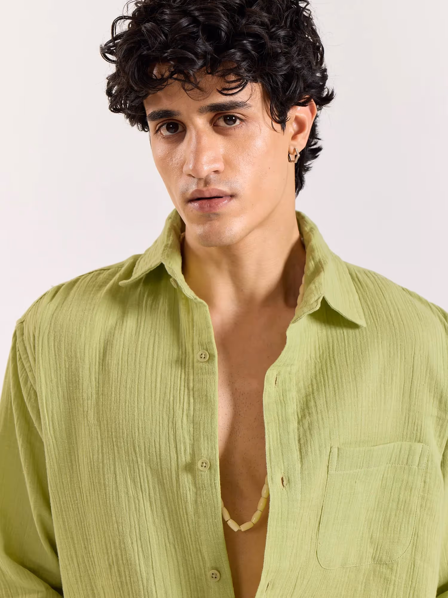 Light Green Gauze Holiday Shirt image 6