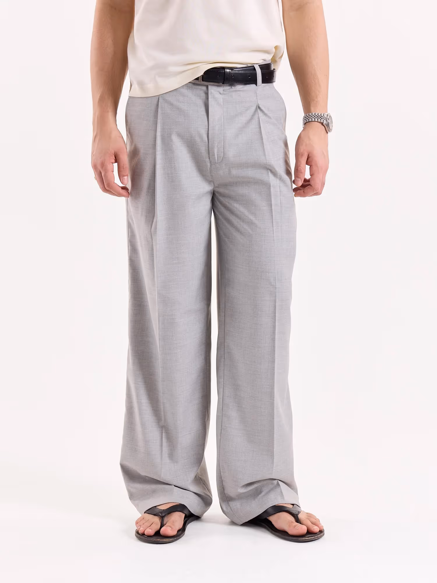 Light Grey Baggy Fit Trousers  image 2
