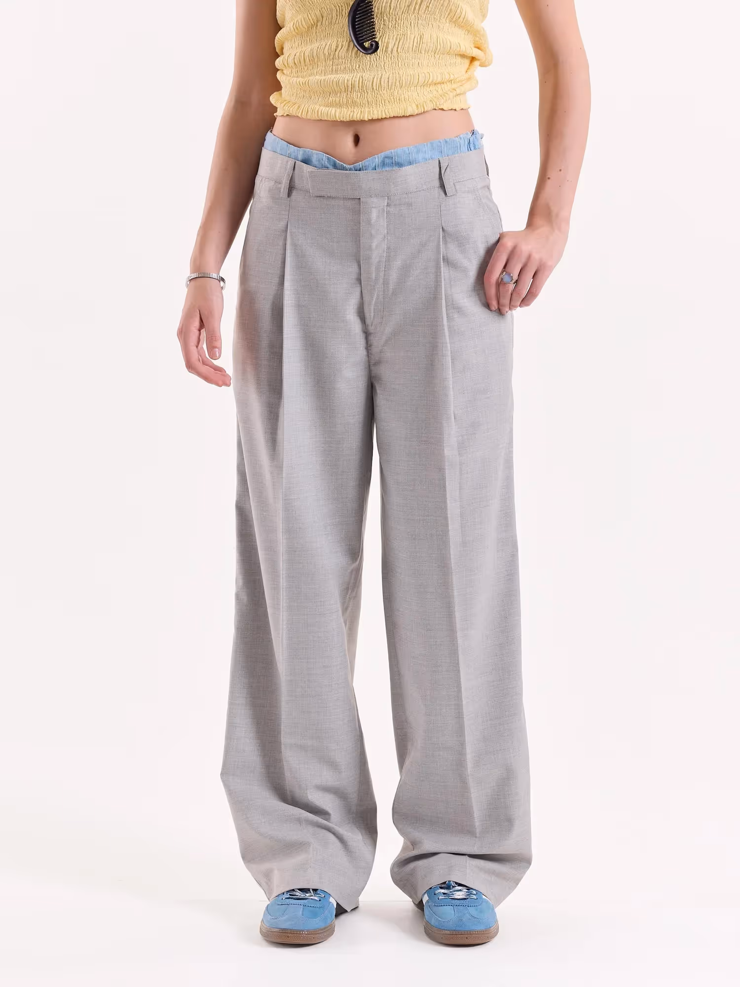 Light Grey Baggy Fit Trousers  image 4