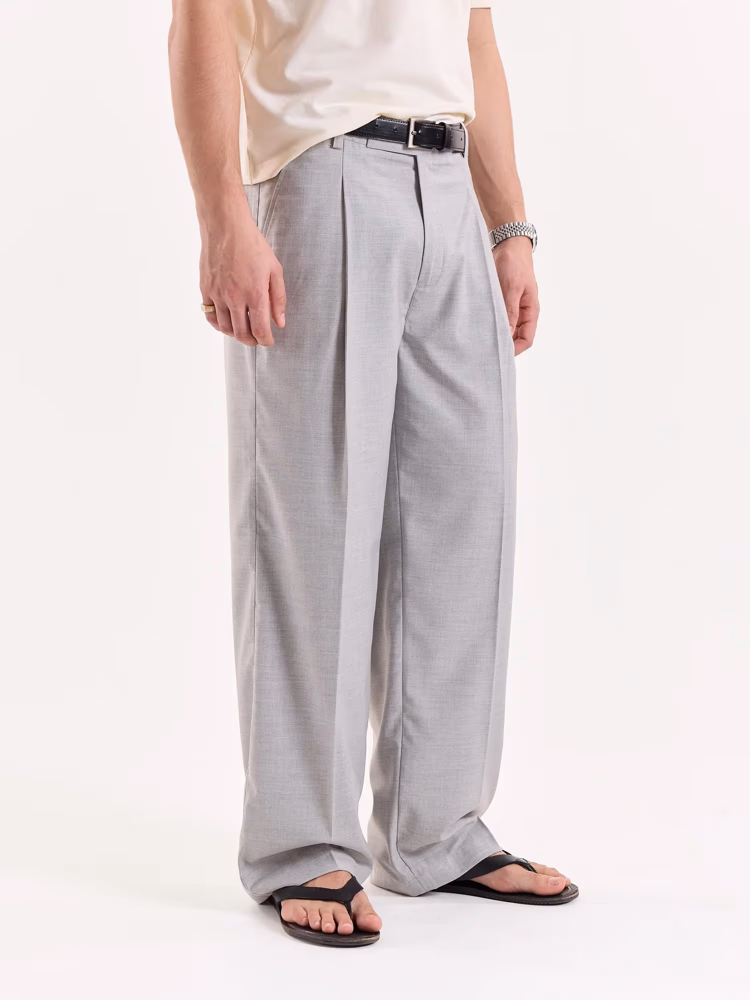 Light Grey Baggy Fit Trousers  image 5