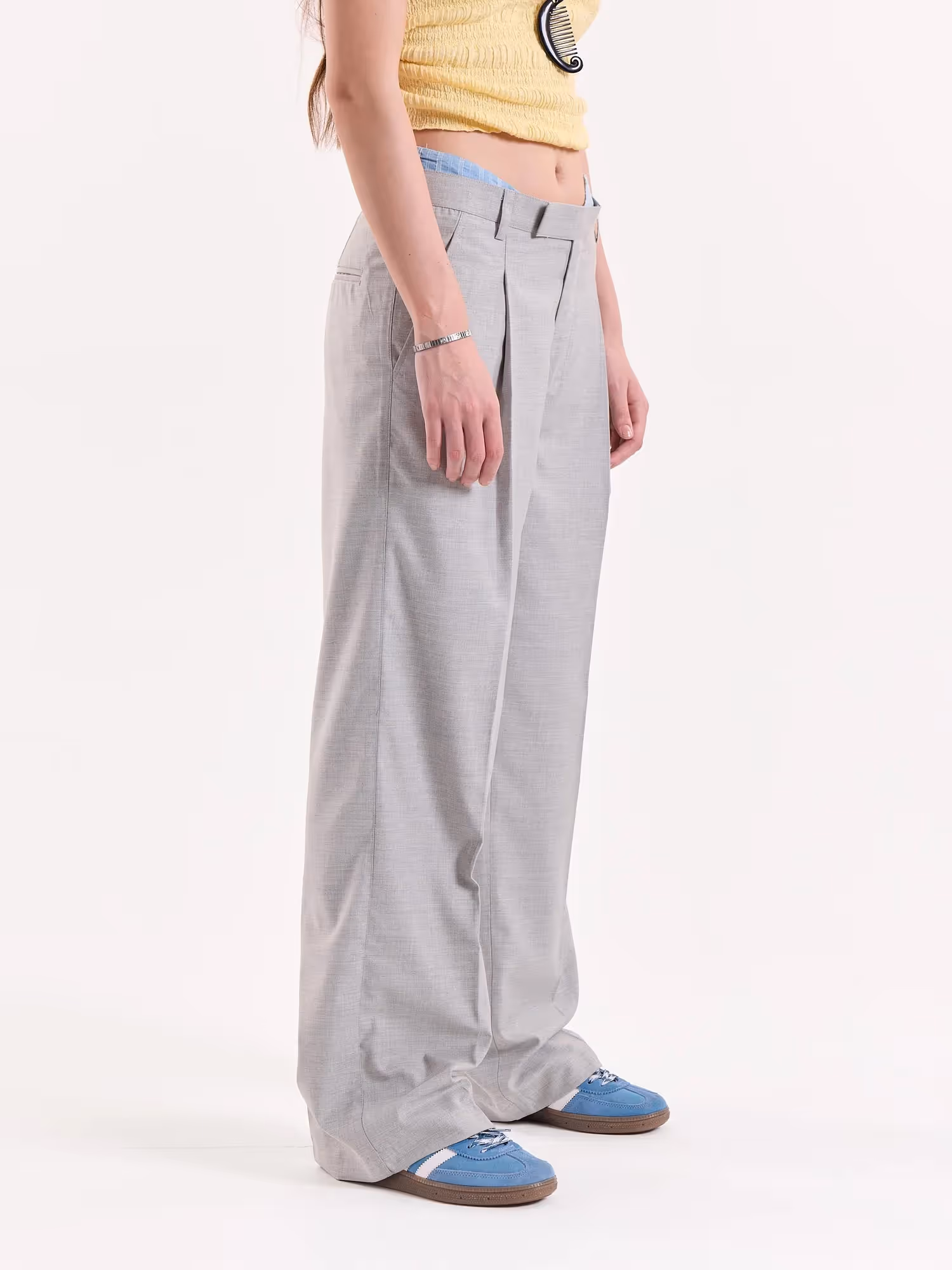 Light Grey Baggy Fit Trousers  image 6