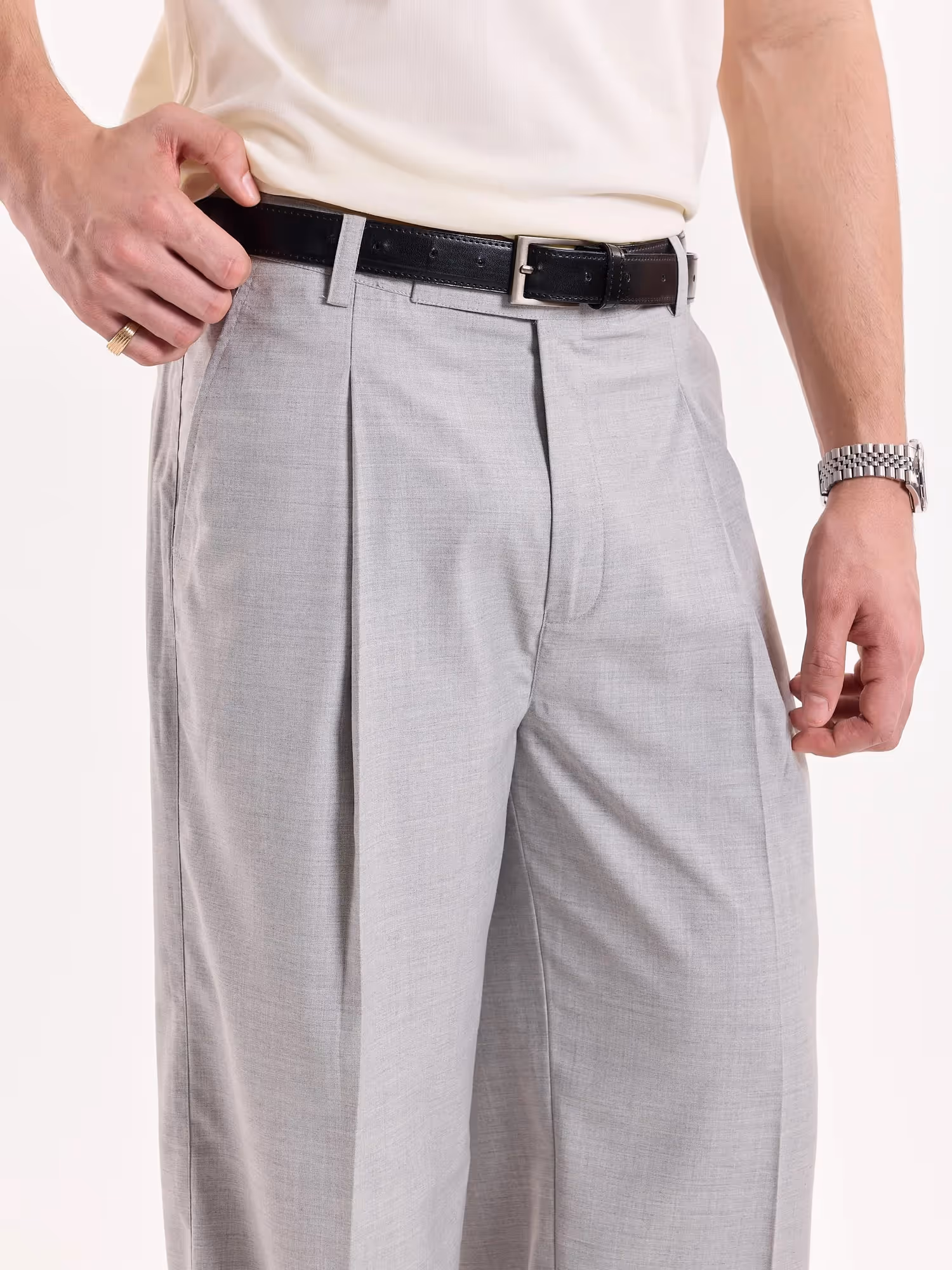 Light Grey Baggy Fit Trousers  image 7