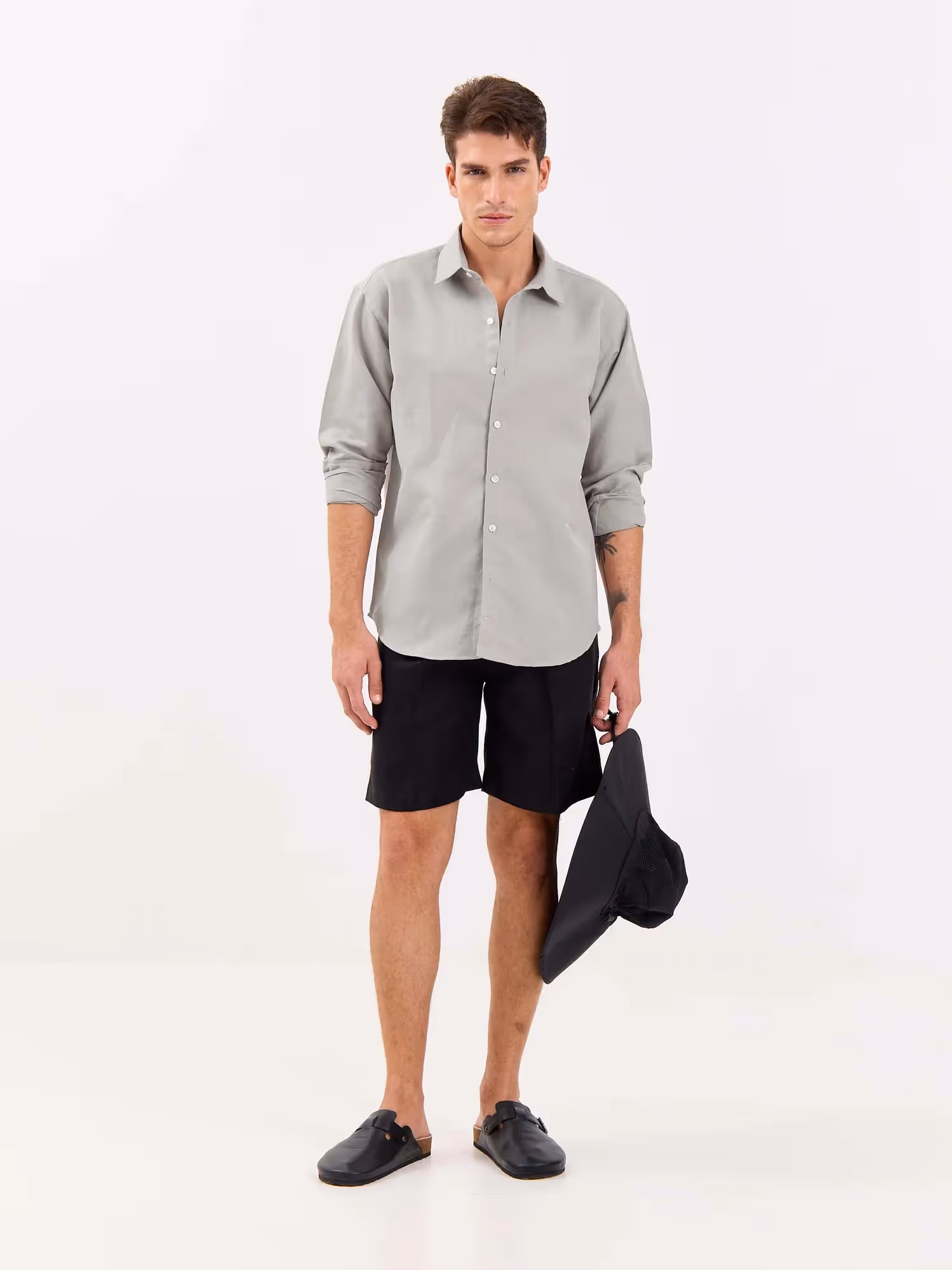 Light Grey Linen-blend Shirt image 1