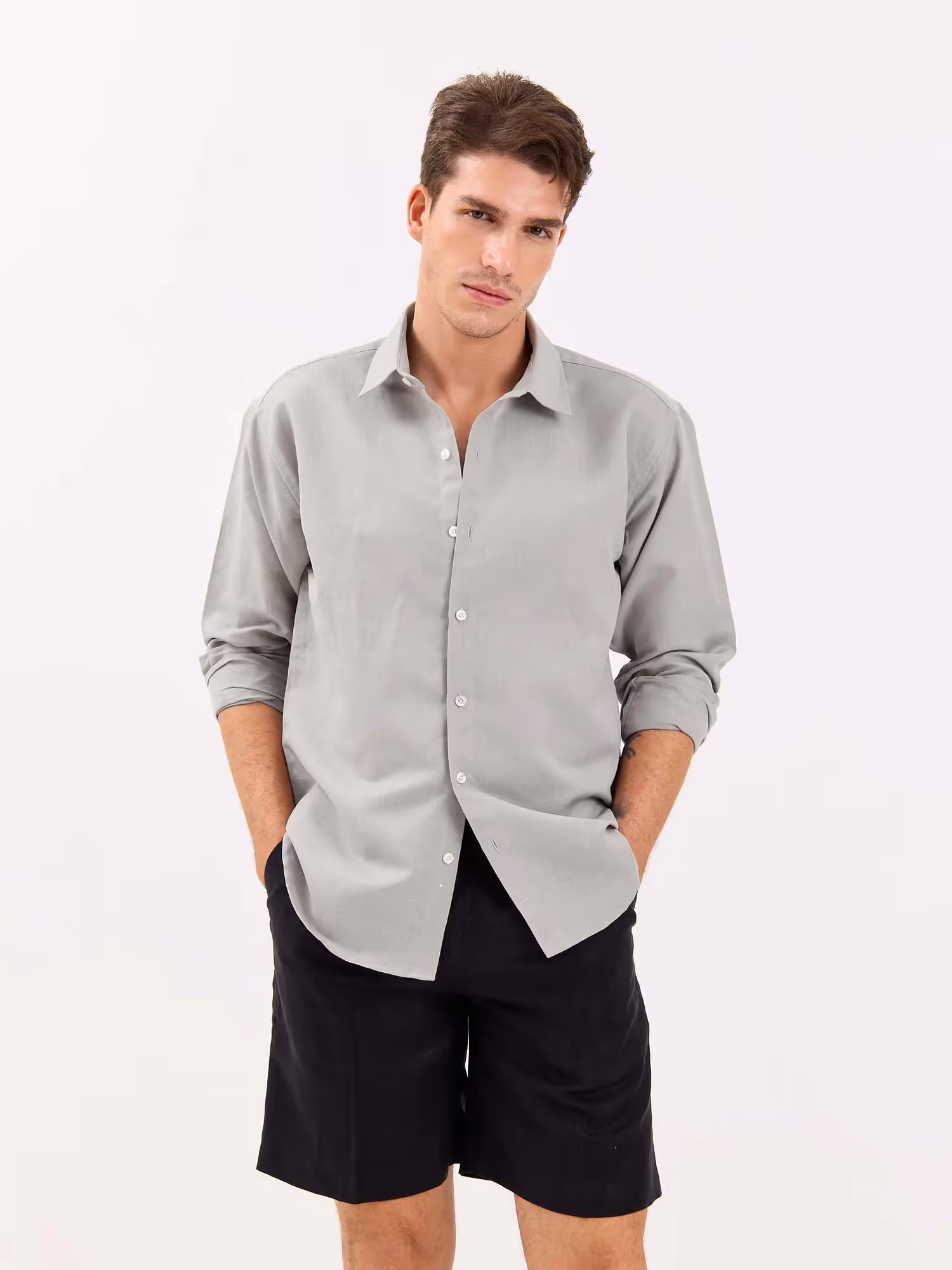 Light Grey Linen-blend Shirt image 2