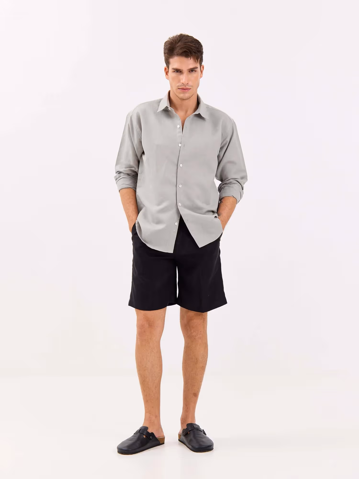 Light Grey Linen-blend Shirt image 4