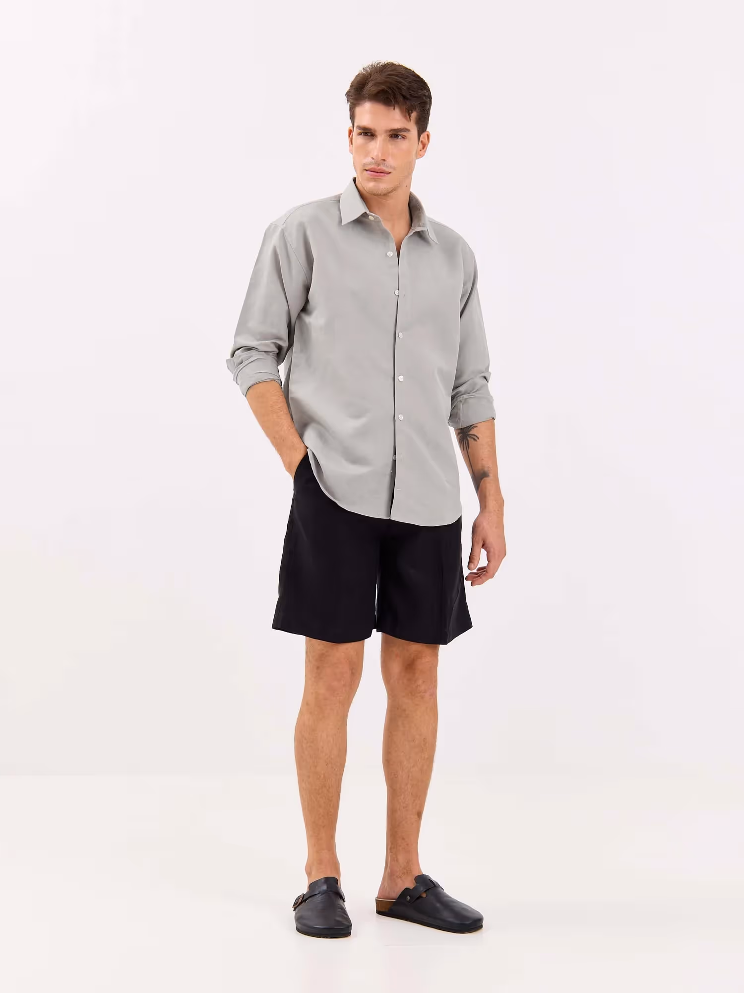 Light Grey Linen-blend Shirt image 5