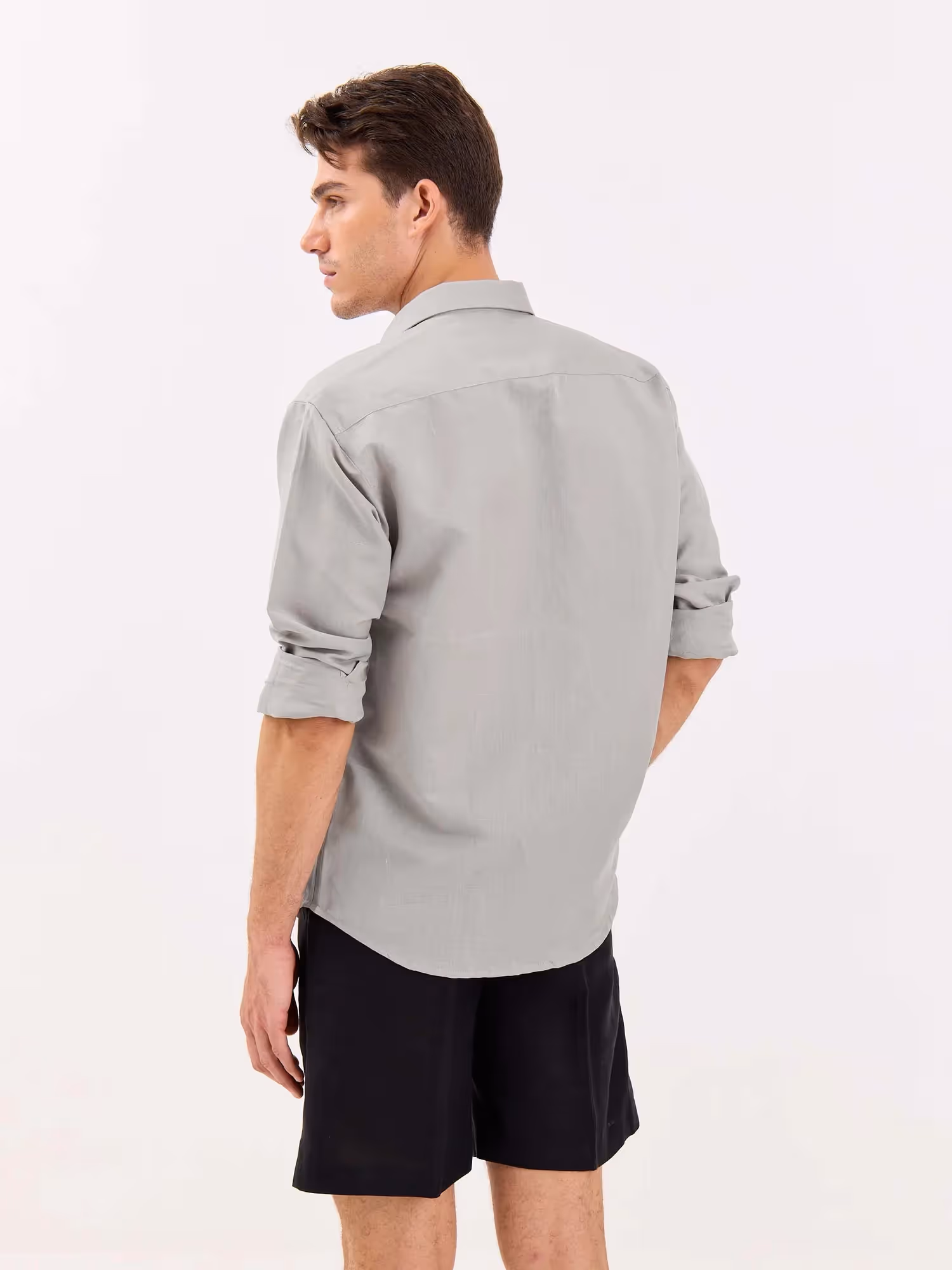 Light Grey Linen-blend Shirt image 7