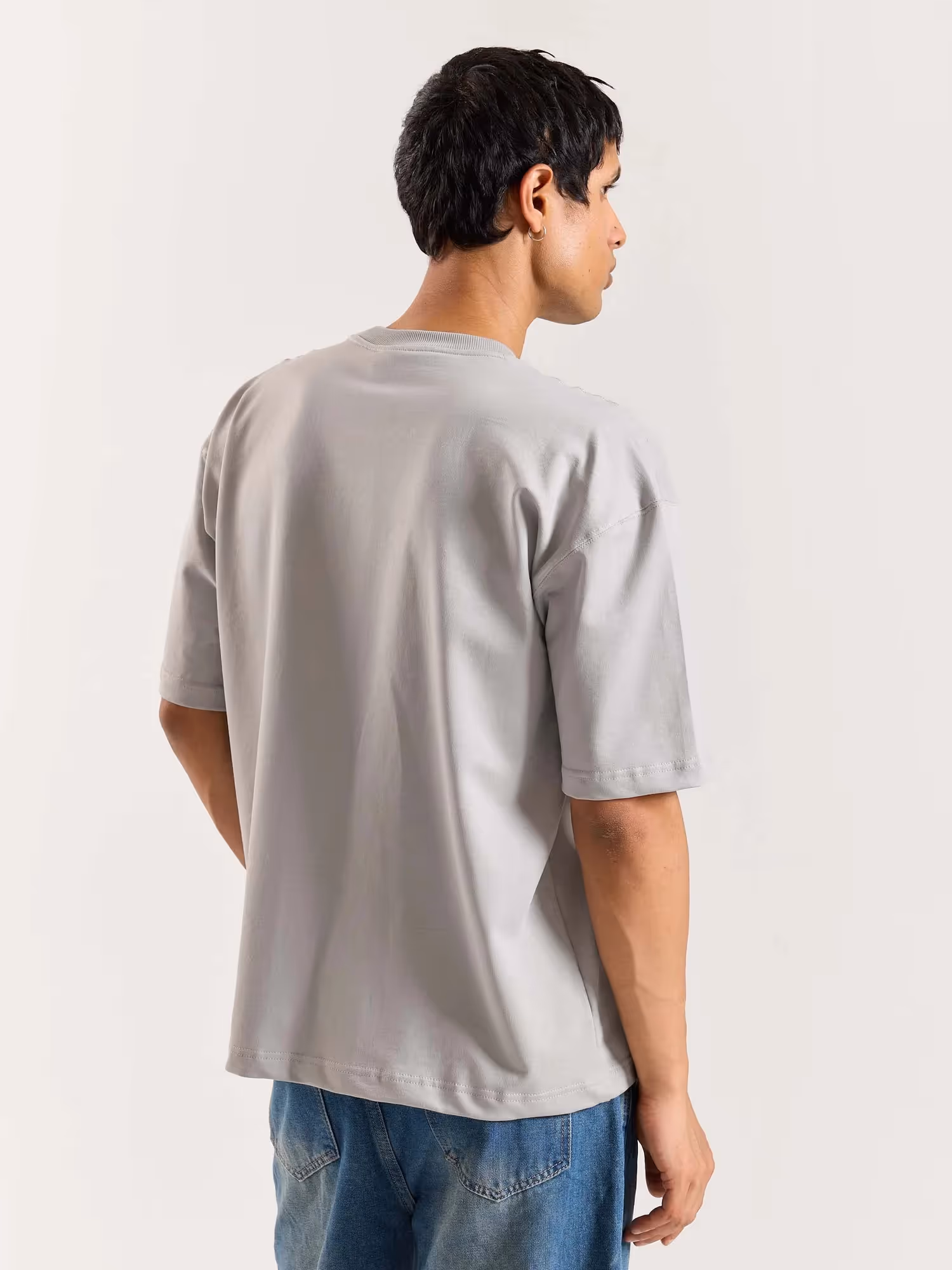 Light Grey Loose Fit Cropped T-Shirt image 6