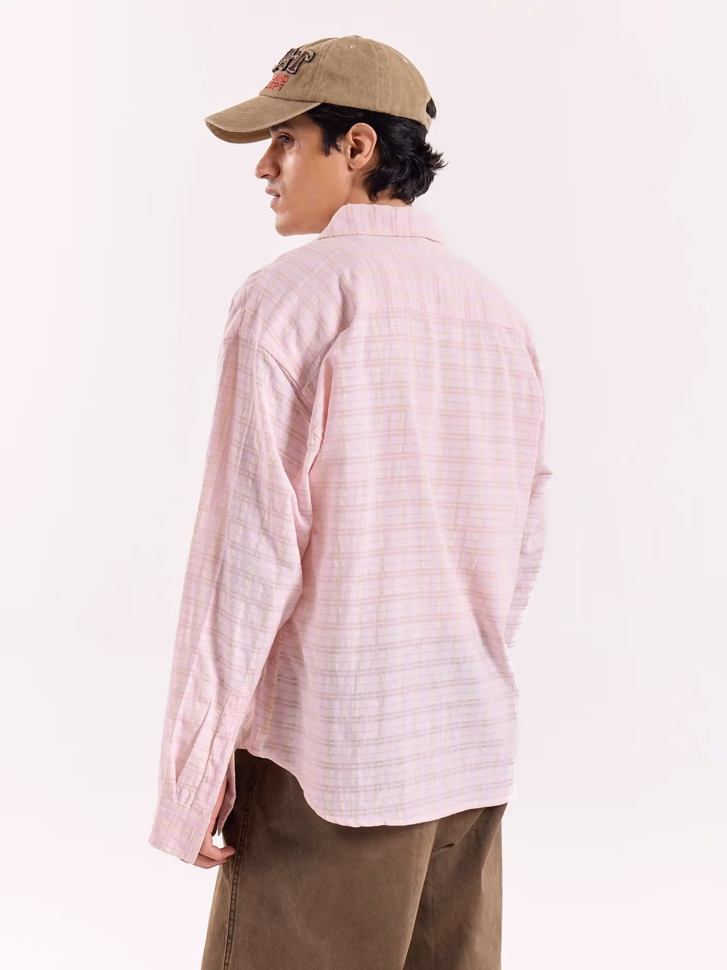 Light Pink & Green Seersucker Cropped Shirt image 7