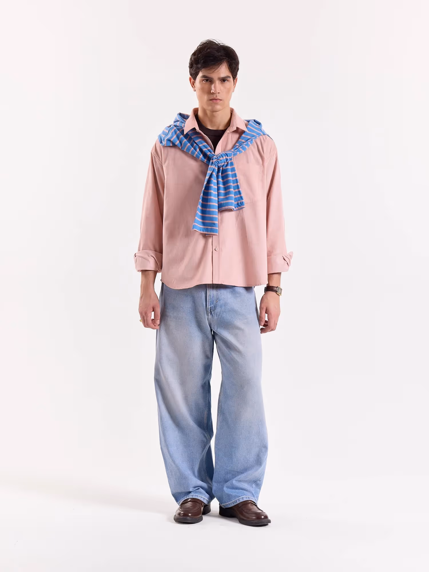Light Pink Corduroy Oversized Shirt image 1