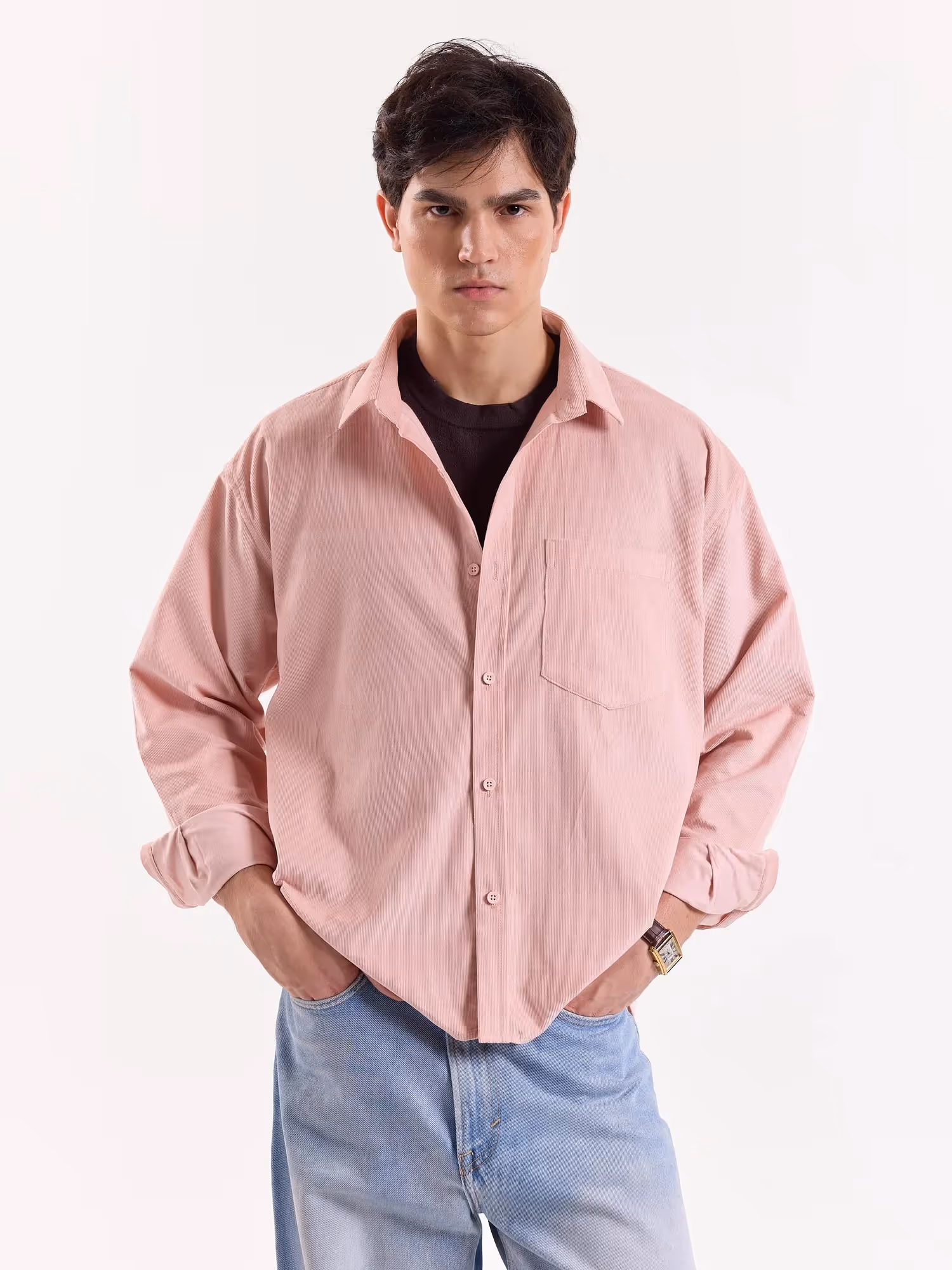 Light Pink Corduroy Oversized Shirt image 2