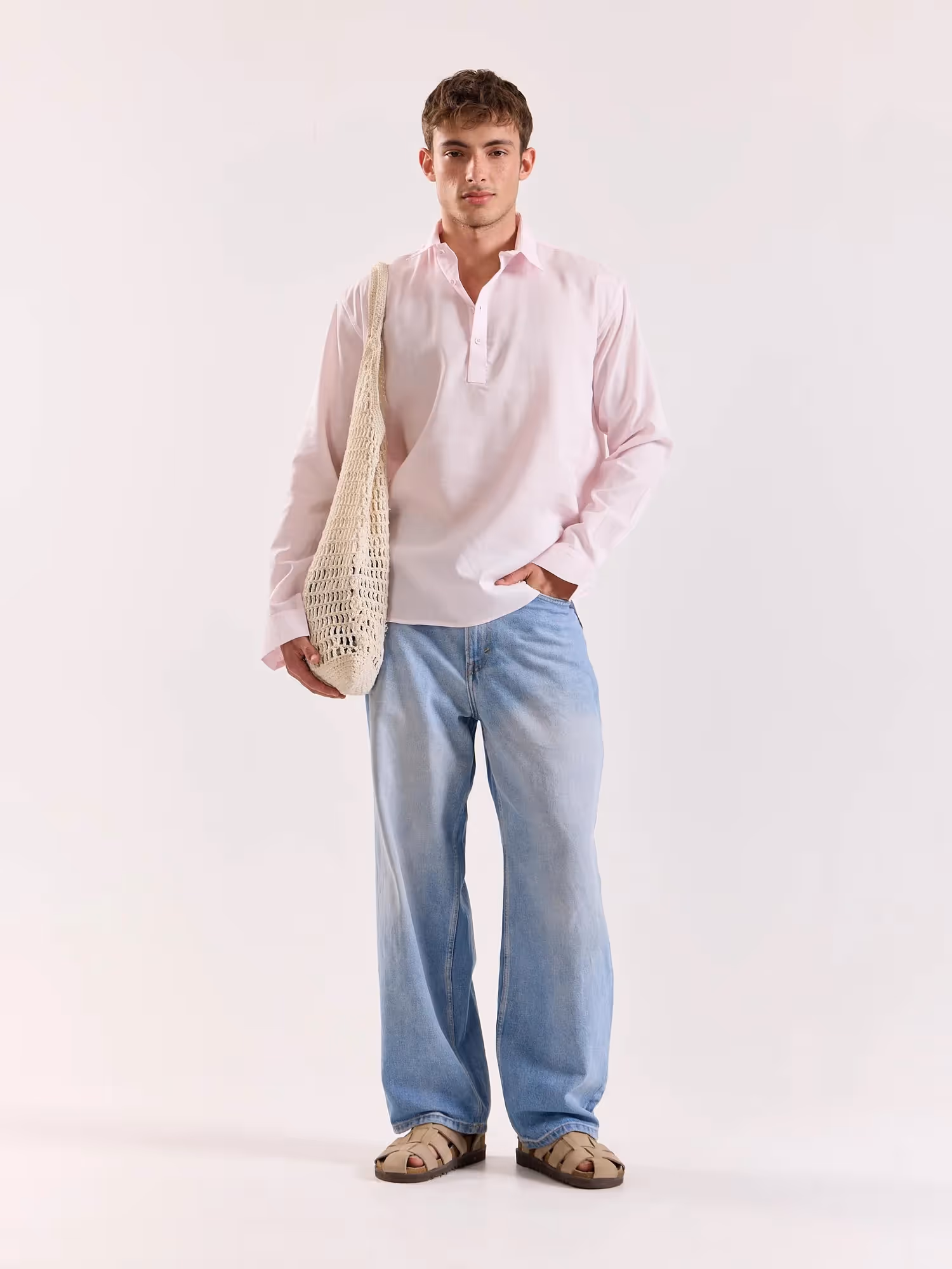 Light Pink Linen Blend Pullover image 1