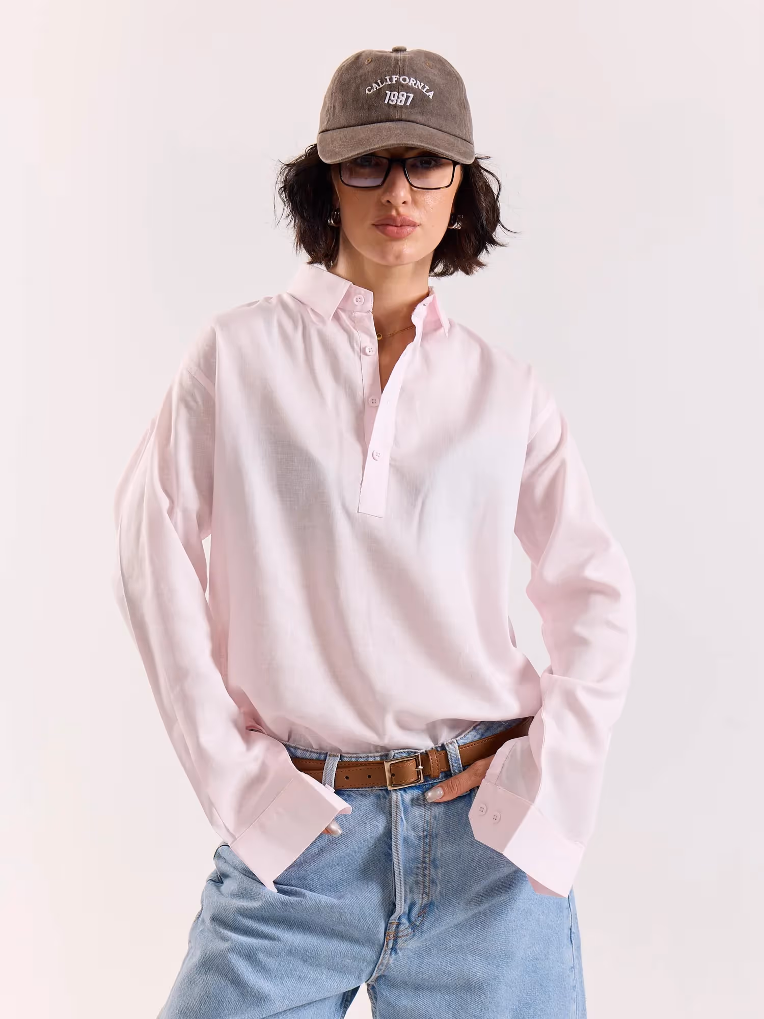 Light Pink Linen Blend Pullover image 4