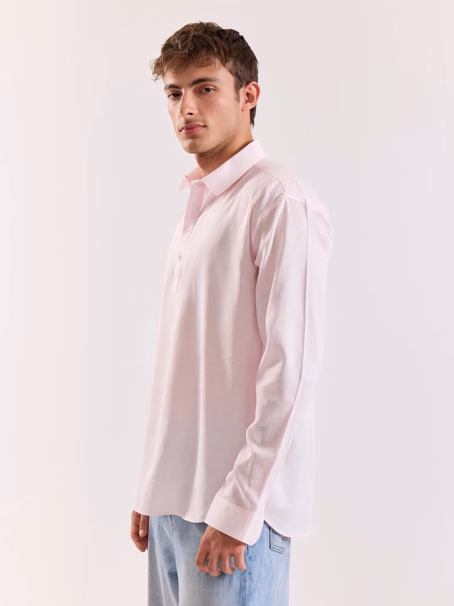 Light Pink Linen Blend Pullover image 6