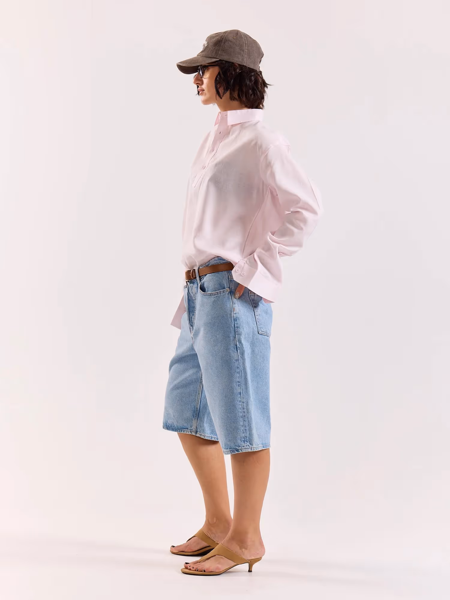 Light Pink Linen Blend Pullover image 7