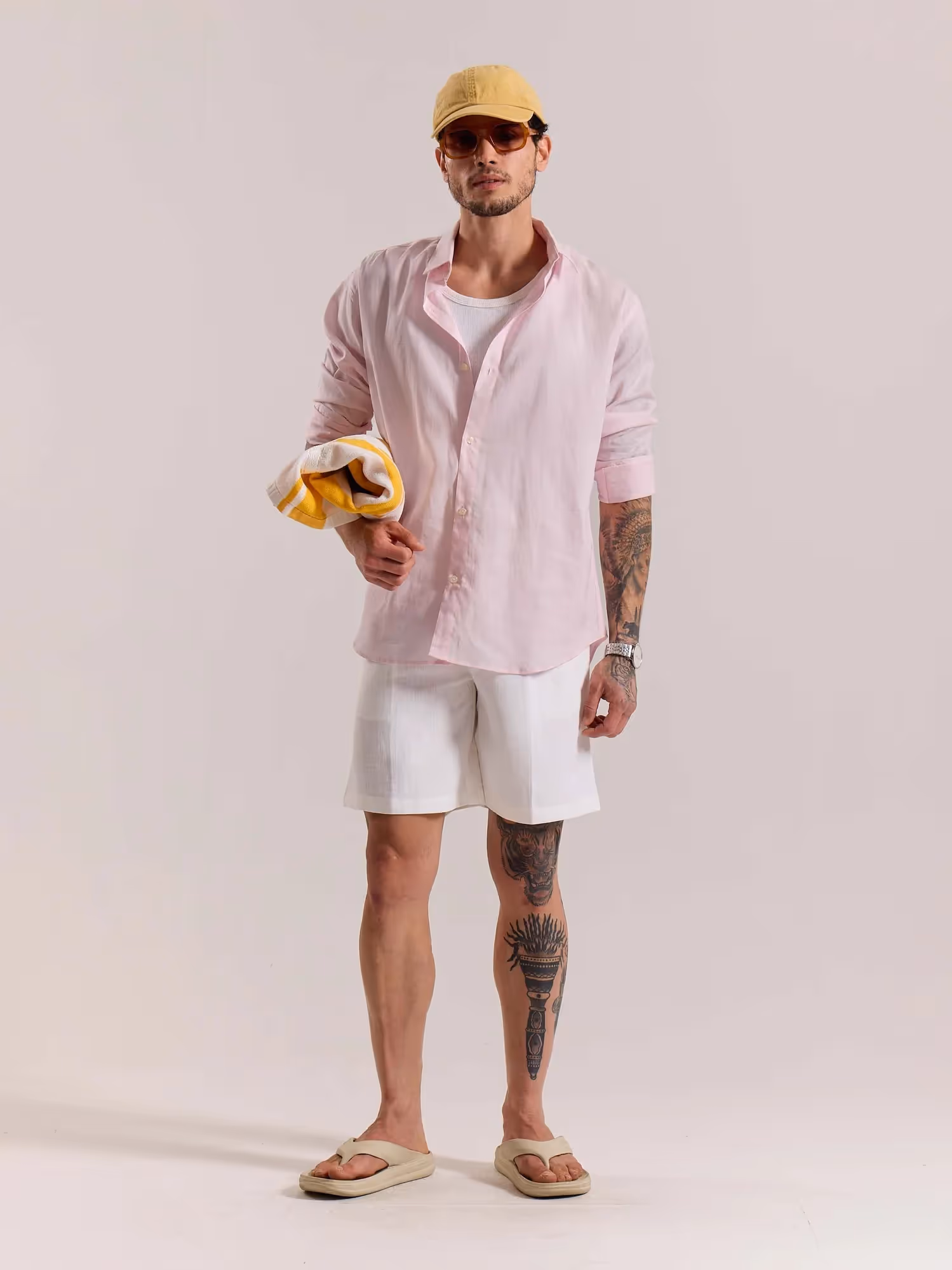 Light Pink Linen-blend Shirt image 1