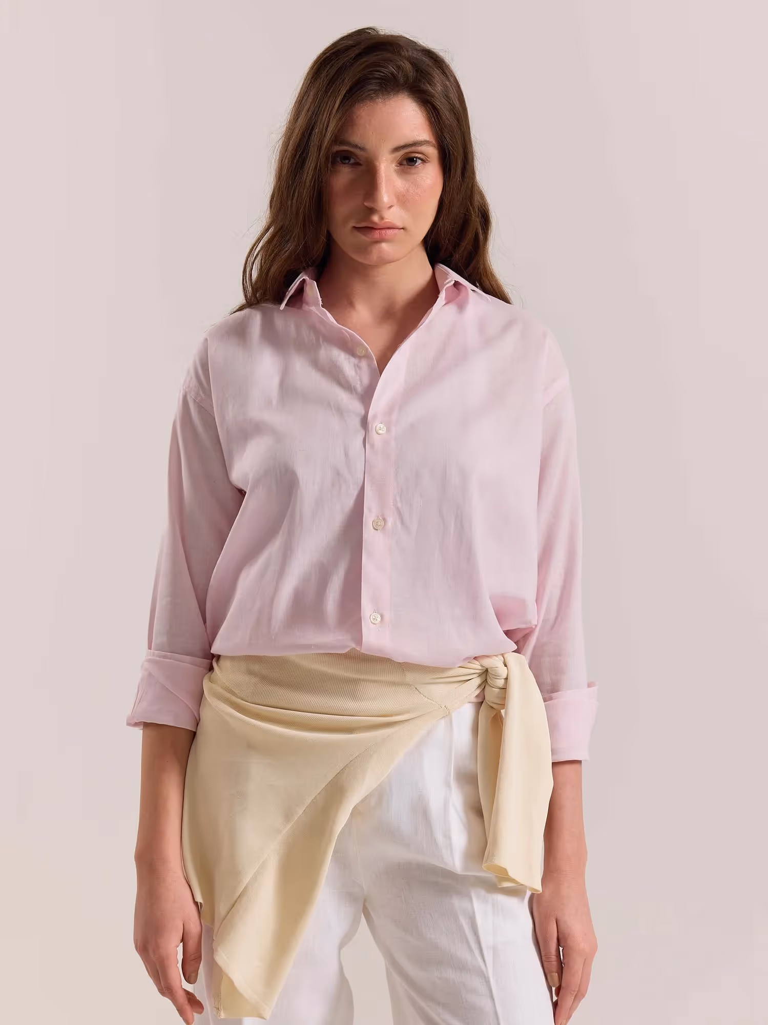 Light Pink Linen-blend Shirt image 4