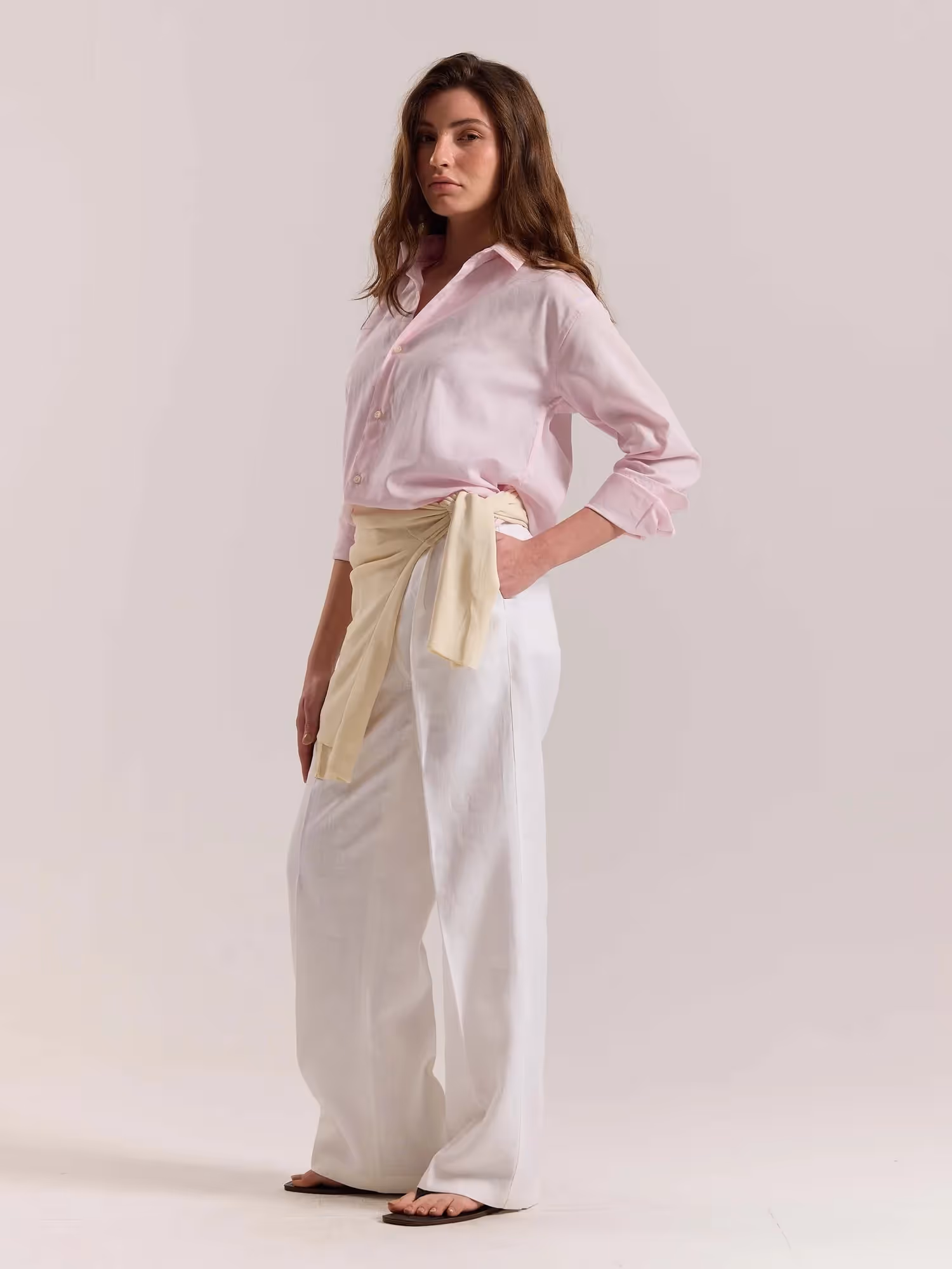 Light Pink Linen-blend Shirt image 7