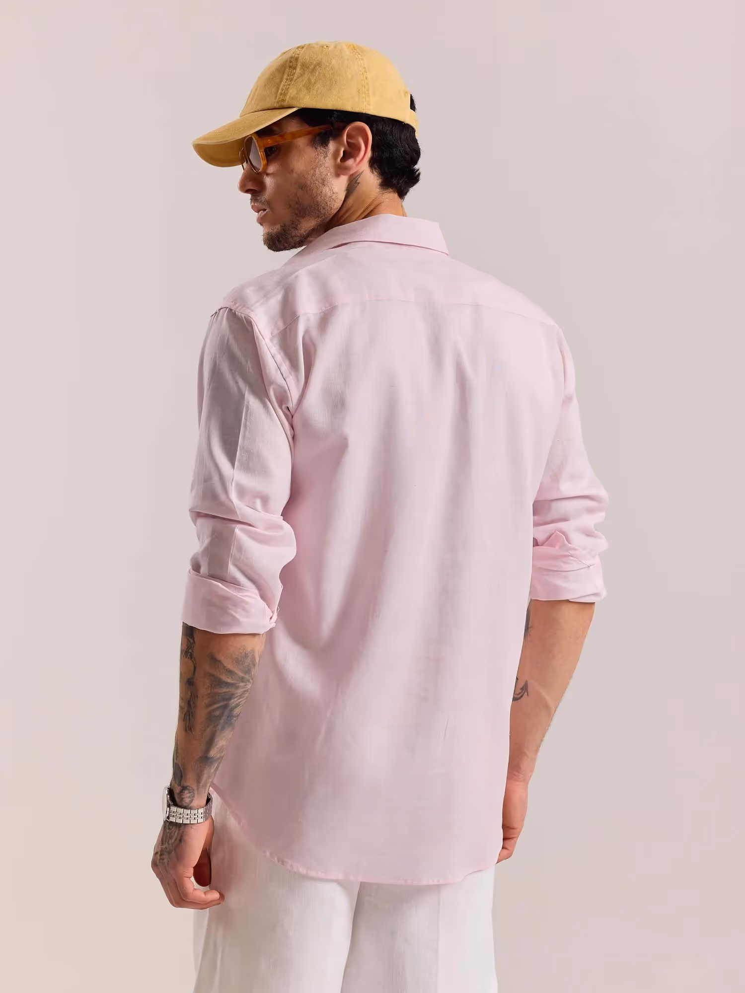 Light Pink Linen-blend Shirt image 8