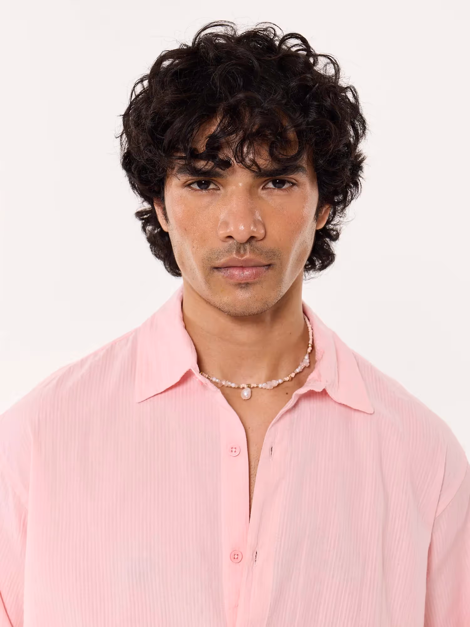 Light Pink Textured Cropped Shirt image 8