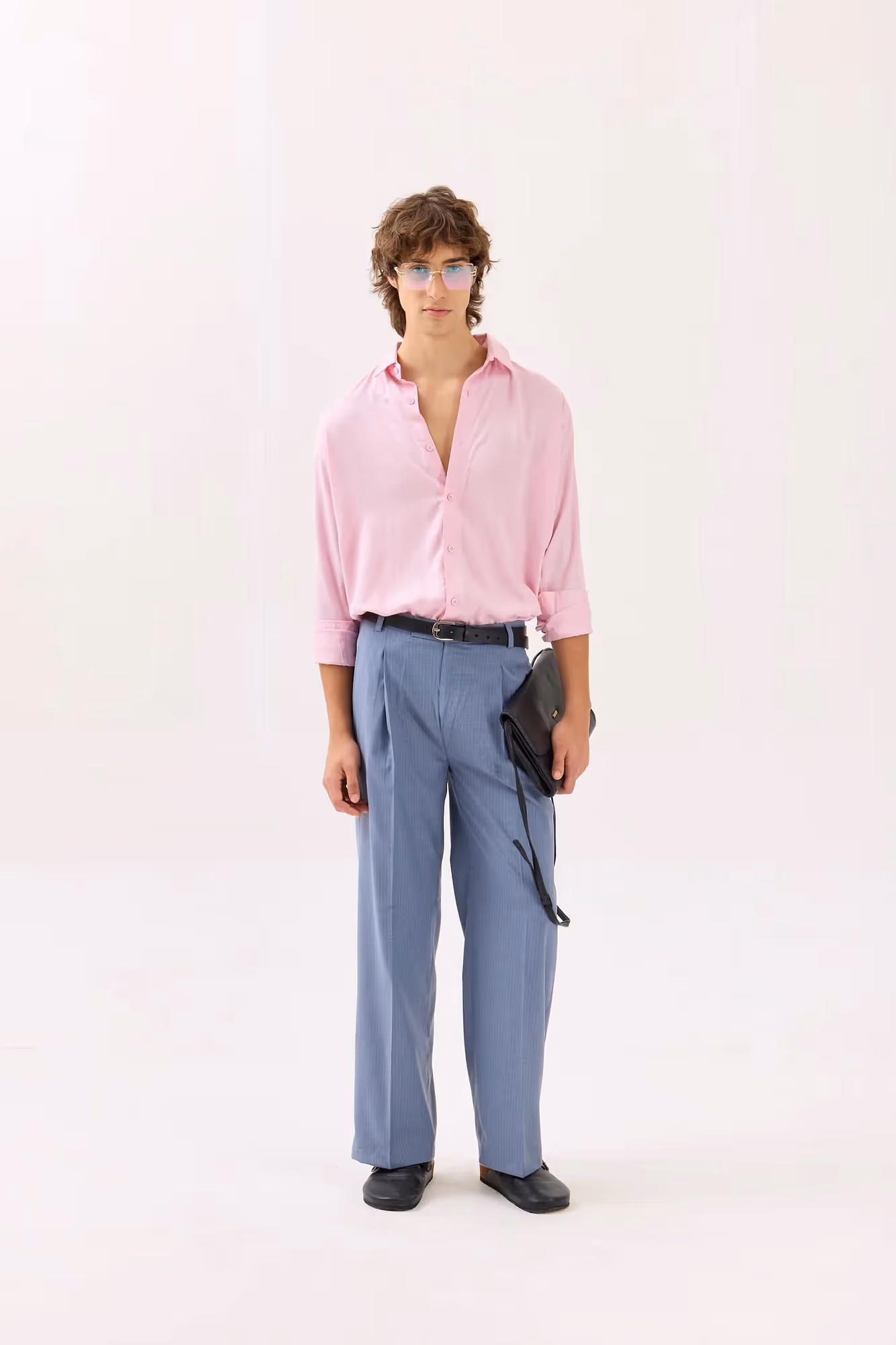 Light Pink Textured Drape Shirt image 1