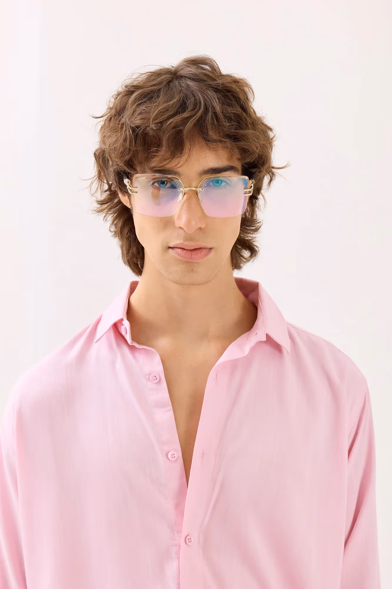 Light Pink Textured Drape Shirt  image 4