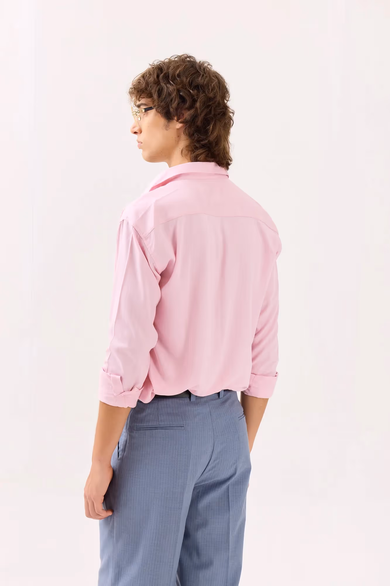 Light Pink Textured Drape Shirt  image 6