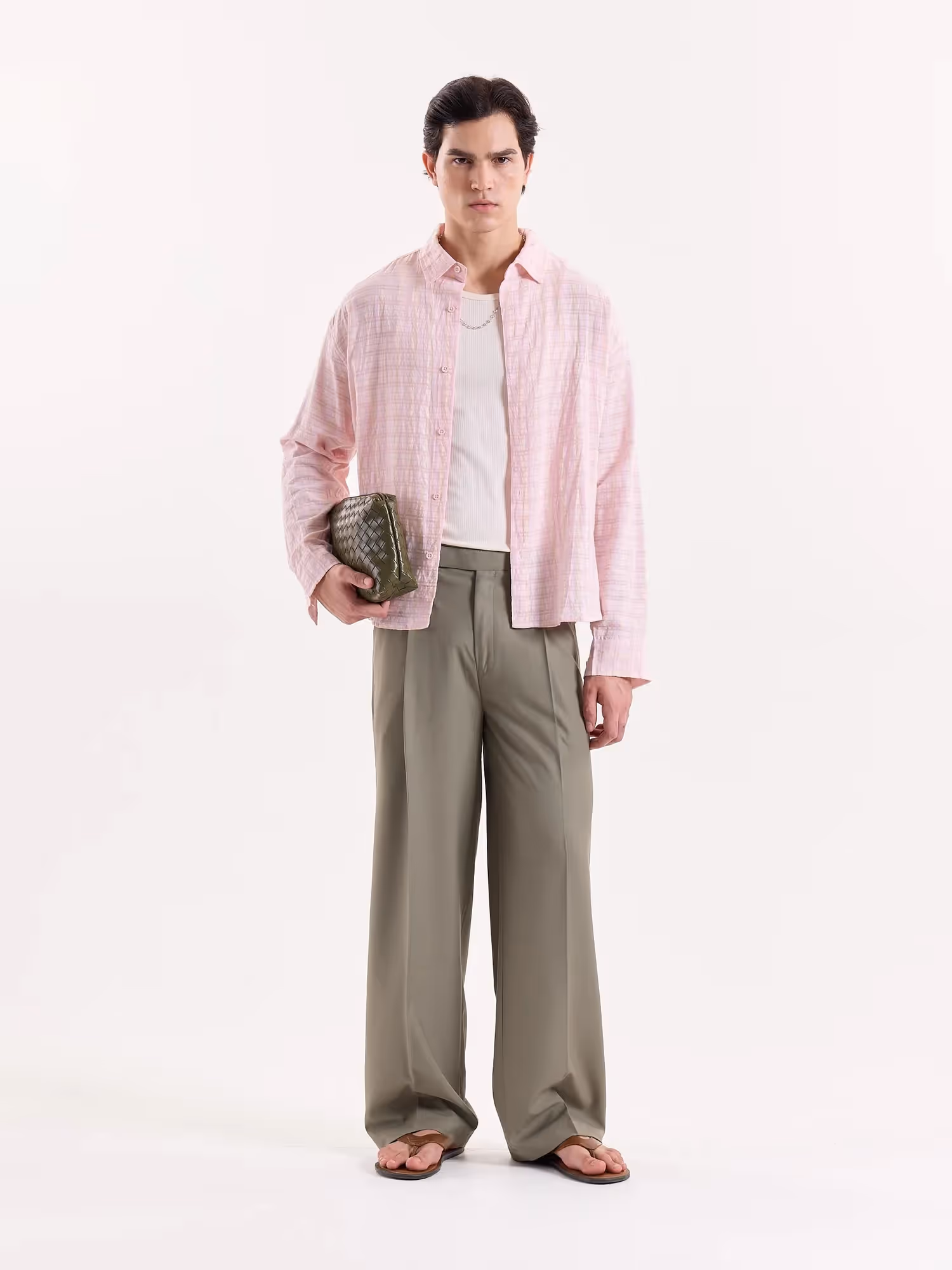 Light Sage Baggy Fit Trousers image 1