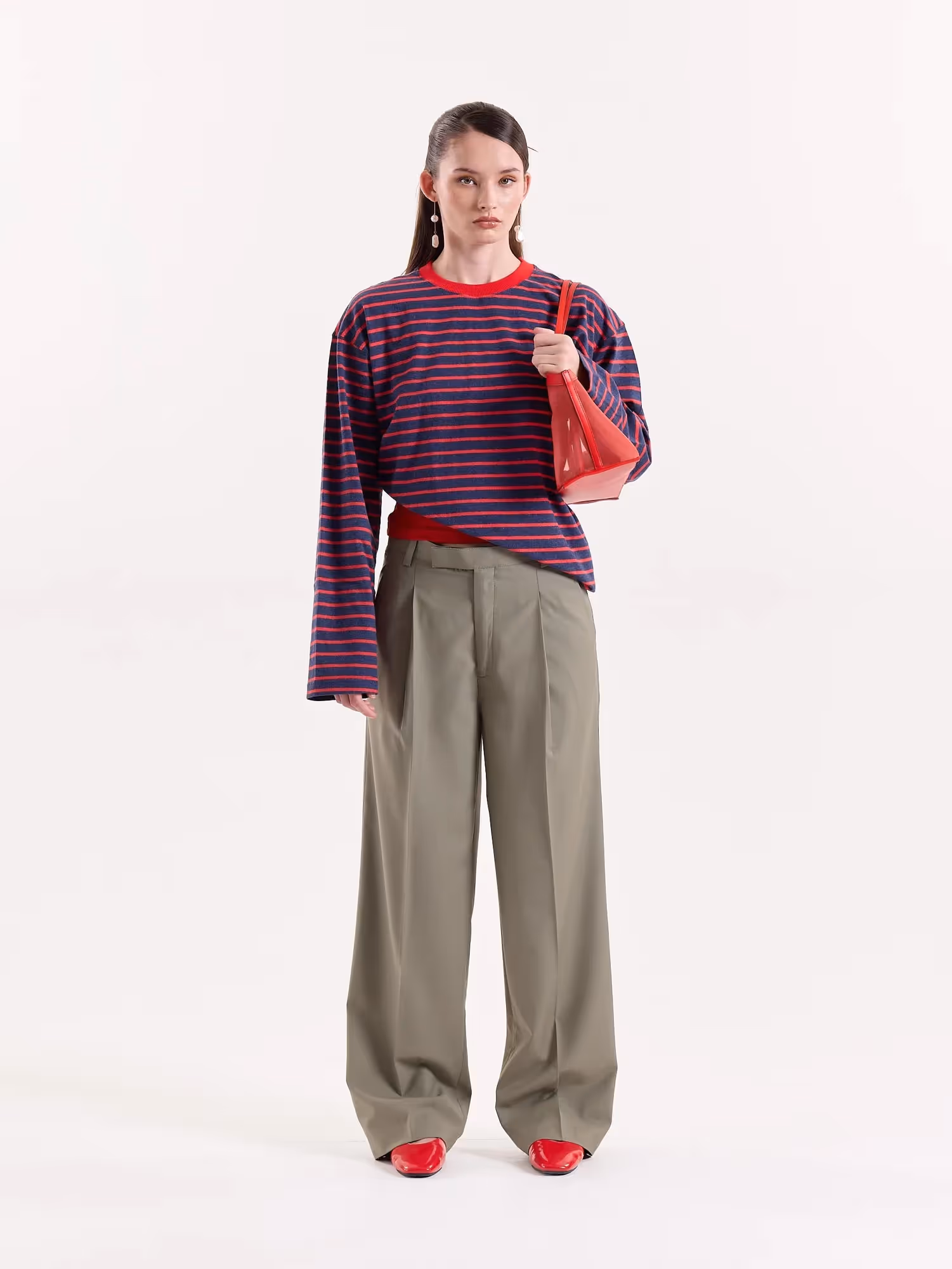 Light Sage Baggy Fit Trousers image 3
