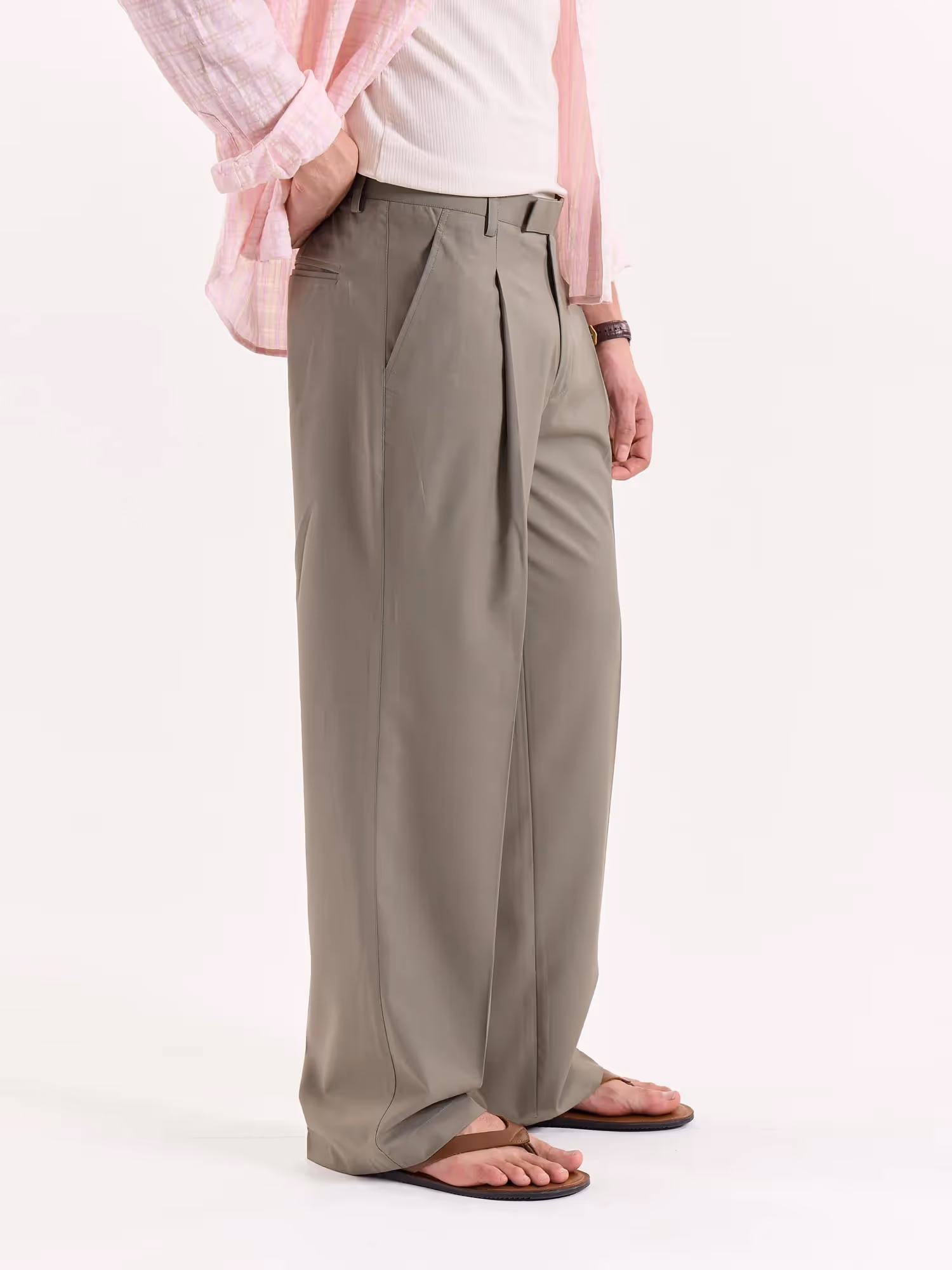 Light Sage Baggy Fit Trousers image 5
