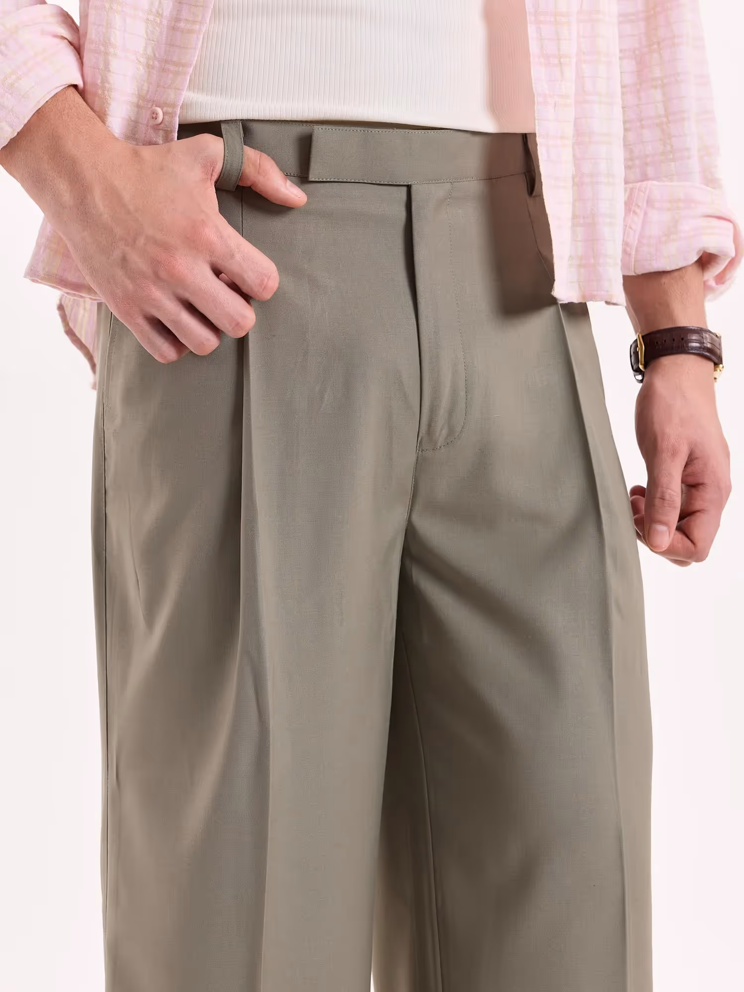 Light Sage Baggy Fit Trousers image 7