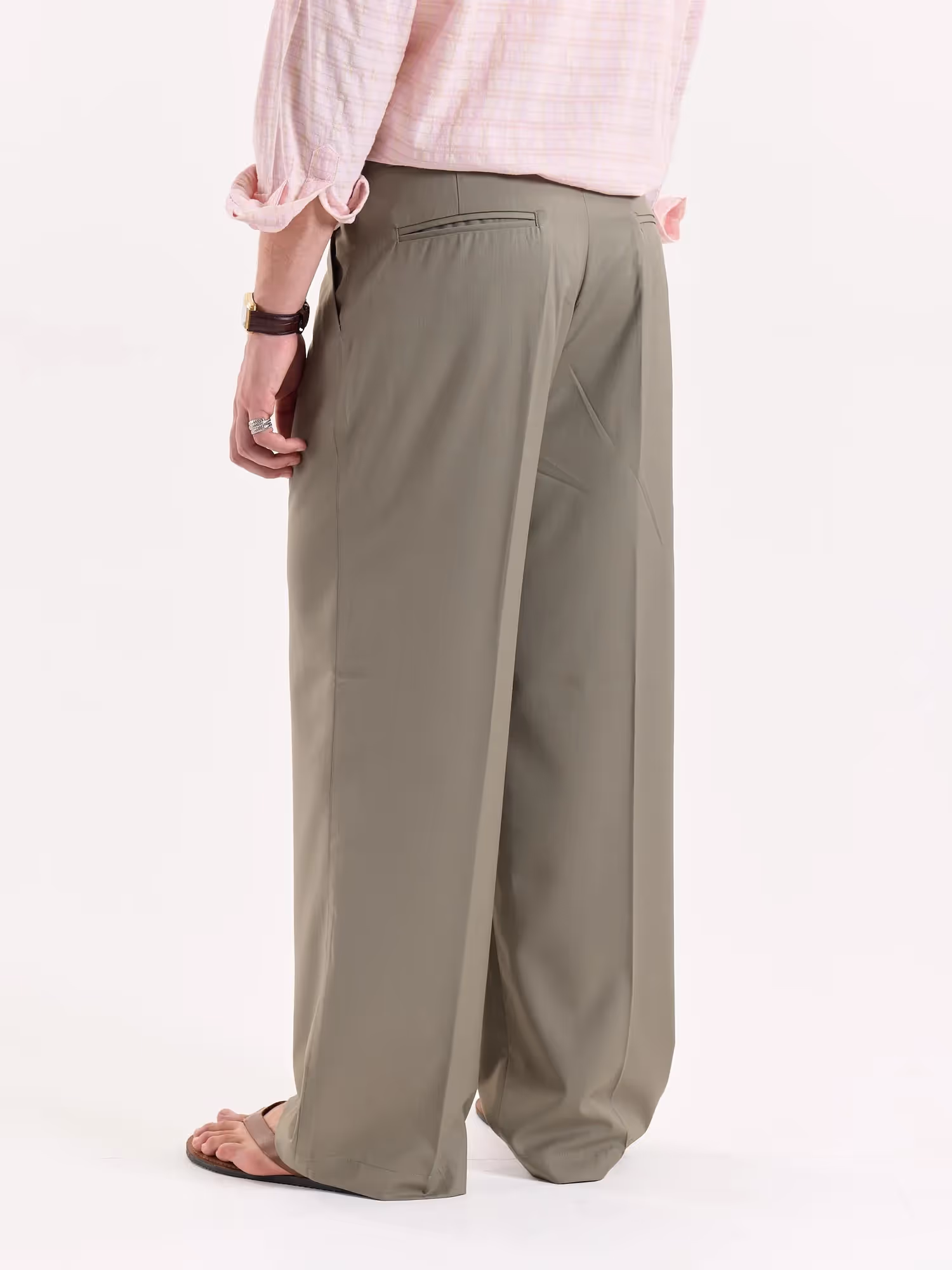 Light Sage Baggy Fit Trousers image 8