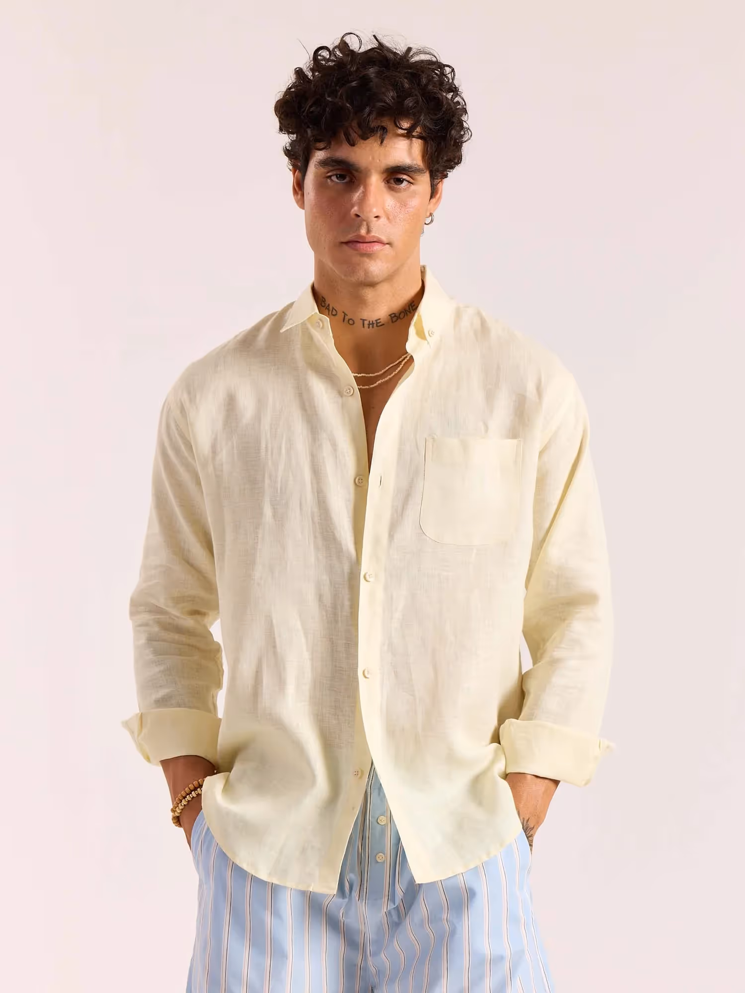 Light Yellow 60s Lea Linen Shirt  image 3