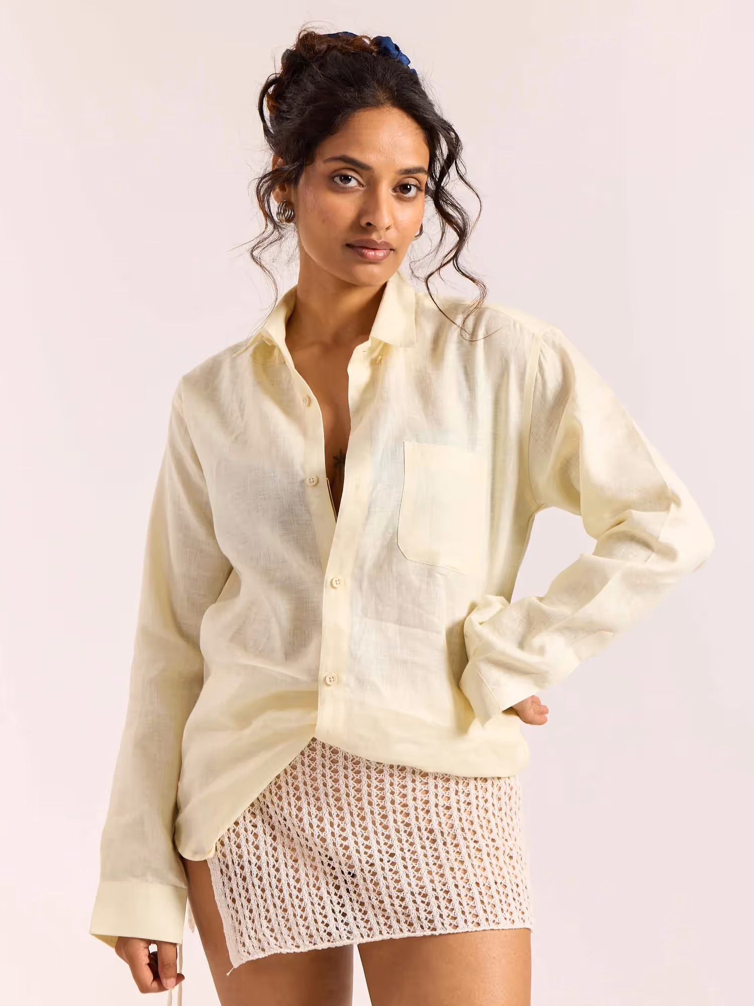Light Yellow 60s Lea Linen Shirt  image 4