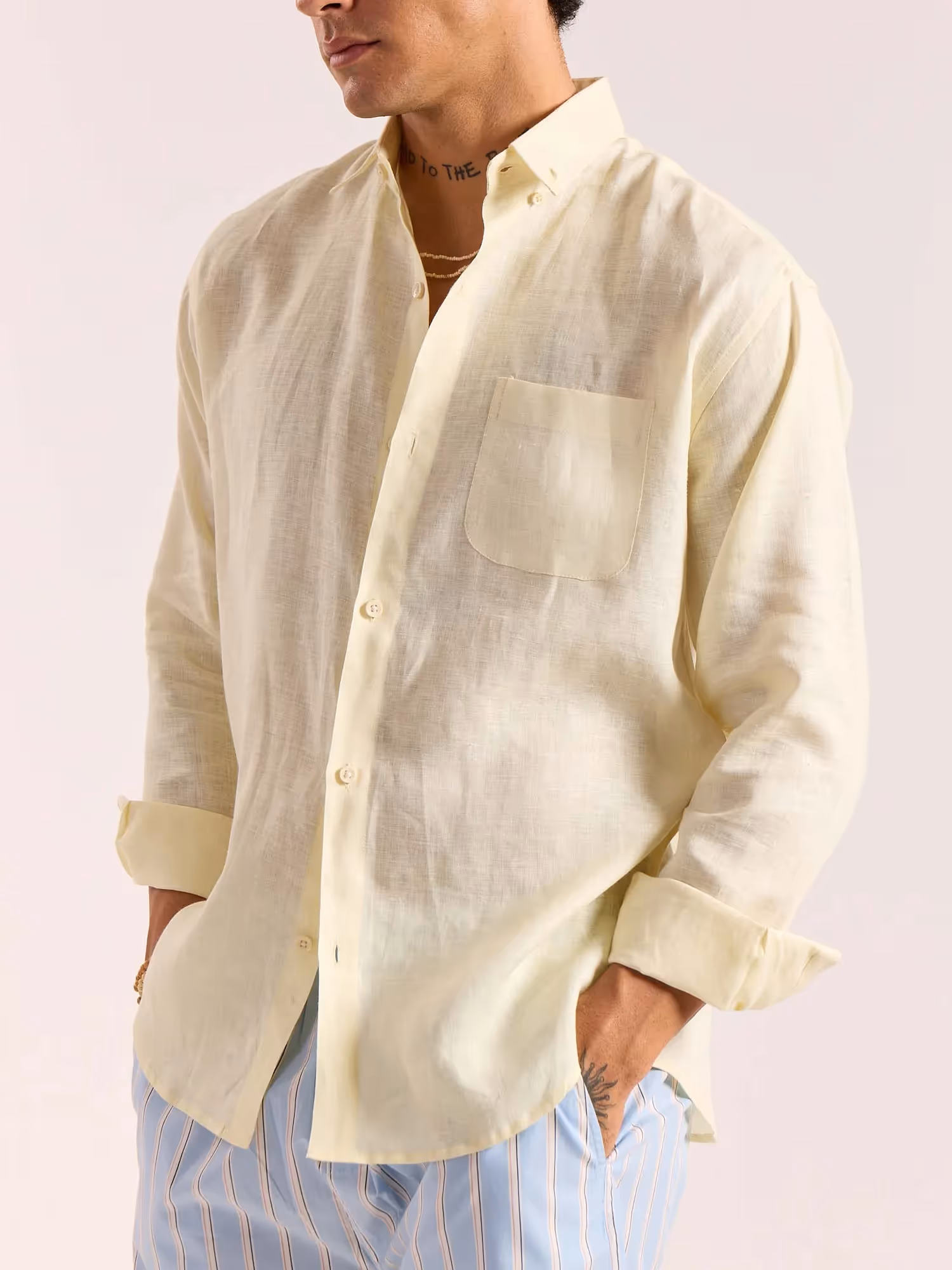 Light Yellow 60s Lea Linen Shirt  image 7